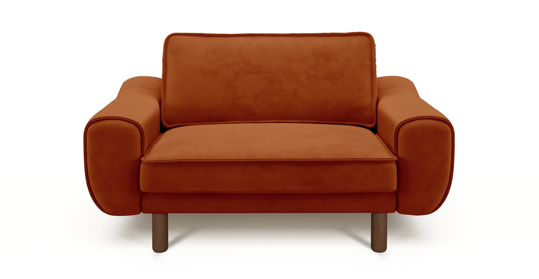 Klem Loveseat Silindir Ahşap Ayak - Dokuma Kadife