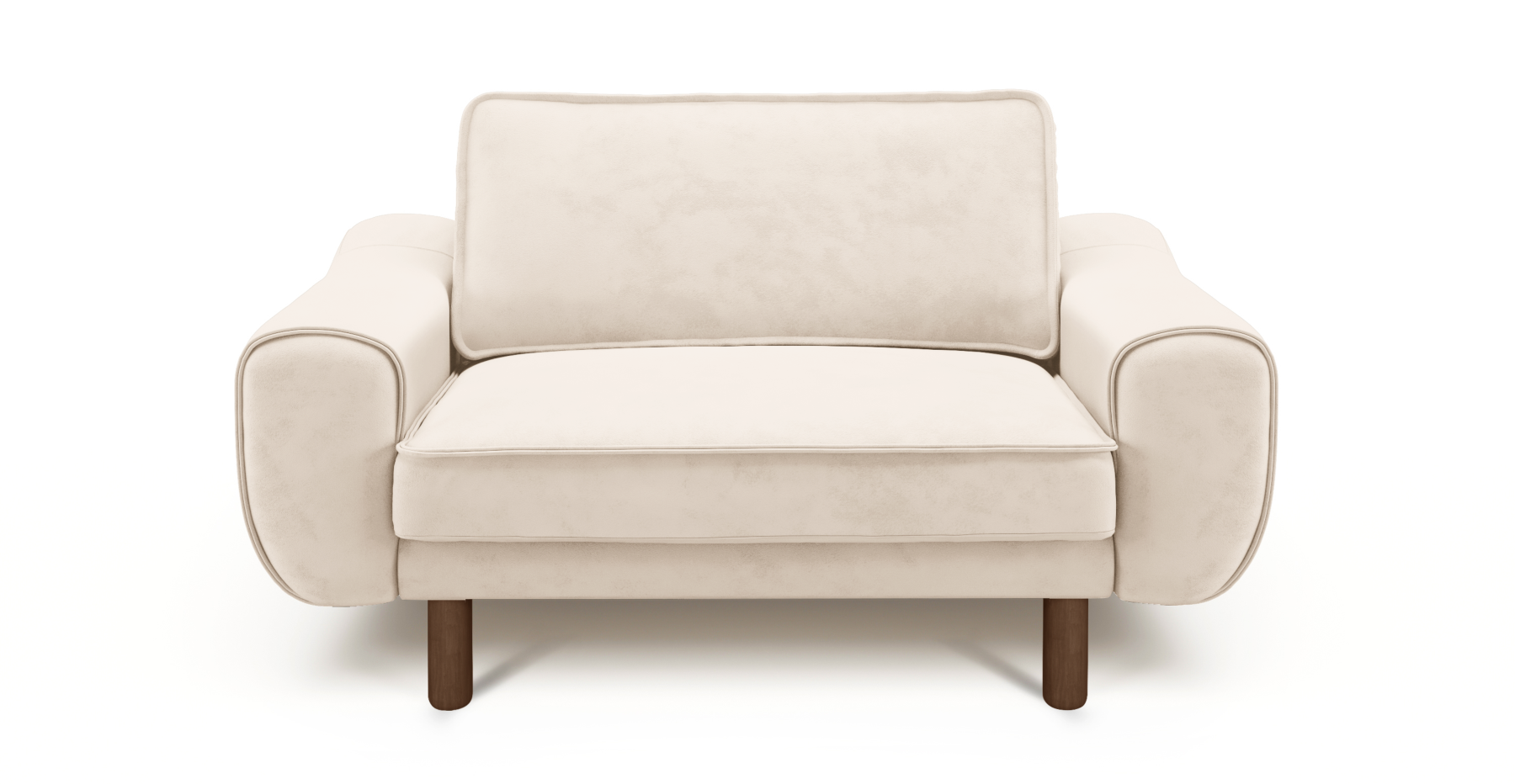 Klem Loveseat Silindir Ahşap Ayak - Dokuma Kadife