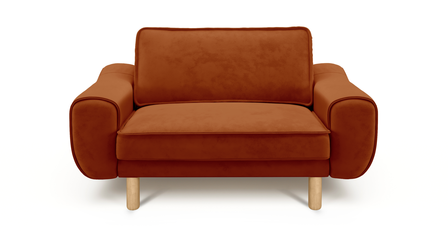 Klem Loveseat Silindir Ahşap Ayak - Dokuma Kadife