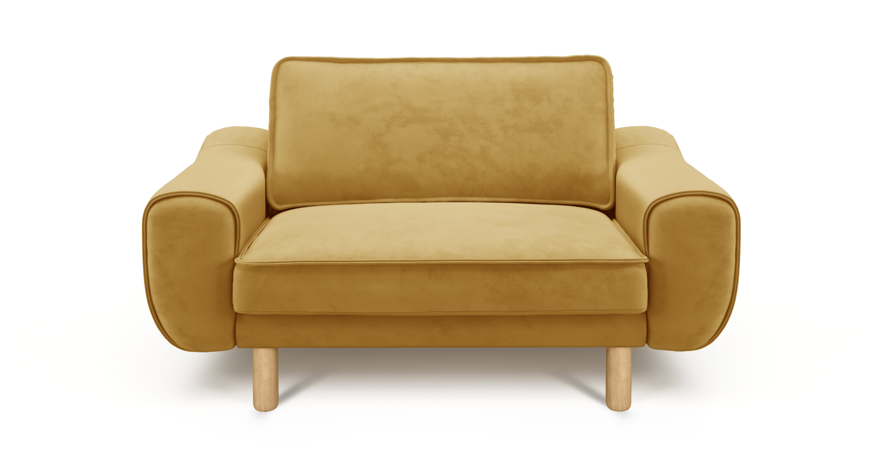 Klem Loveseat Silindir Ahşap Ayak - Dokuma Kadife