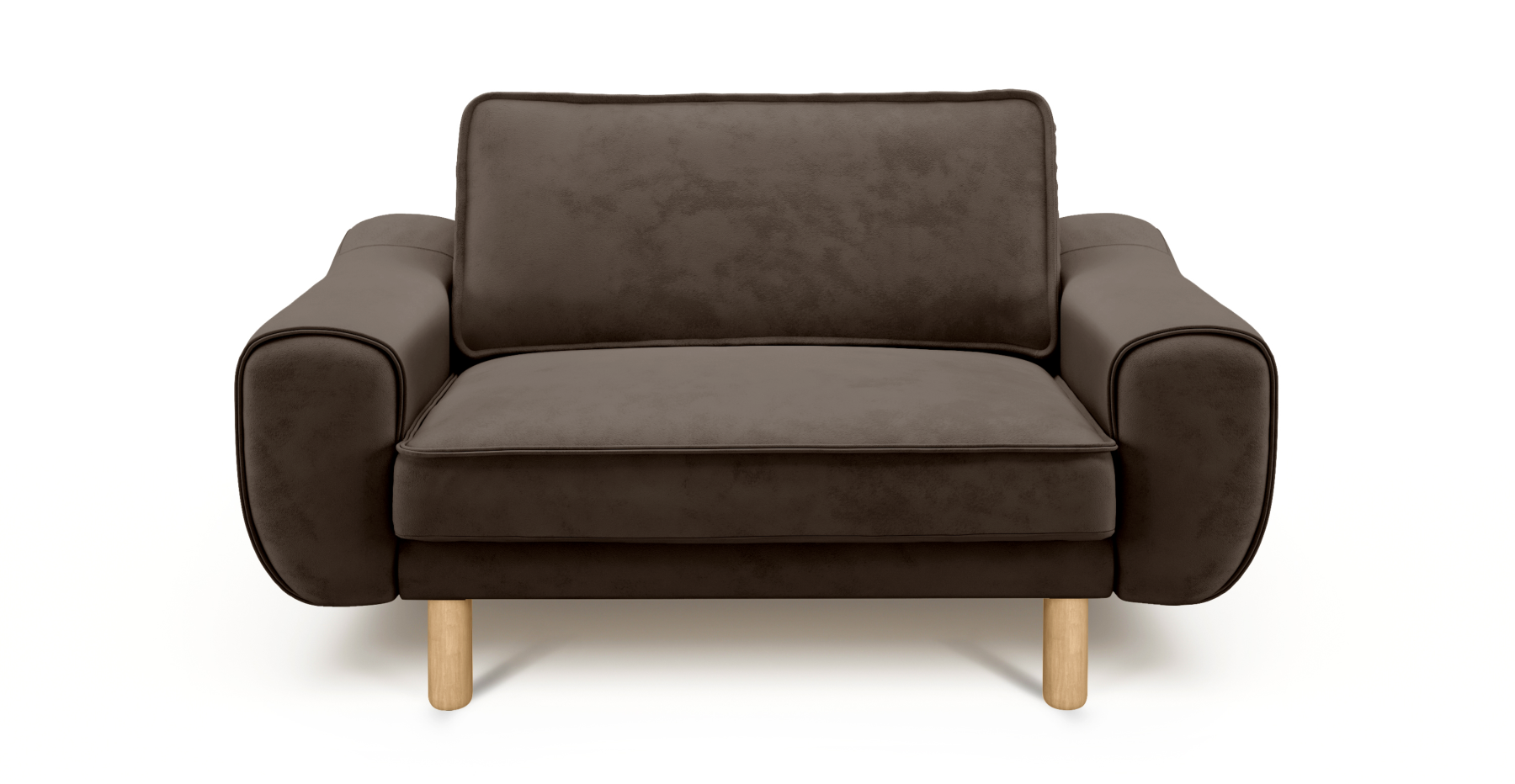 Klem Loveseat Silindir Ahşap Ayak - Dokuma Kadife