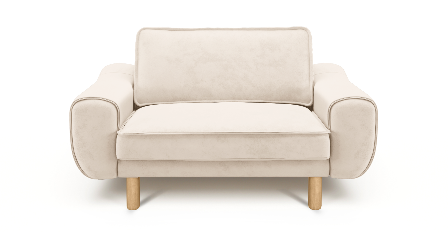 Klem Loveseat Silindir Ahşap Ayak - Dokuma Kadife