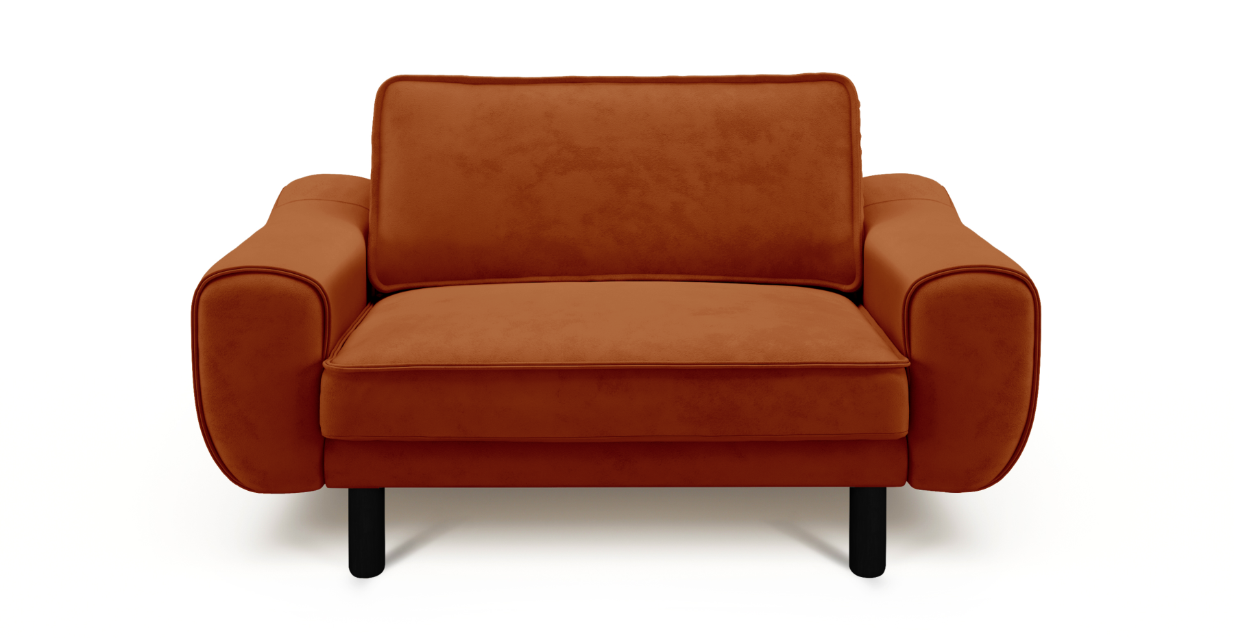 Klem Loveseat Silindir Ahşap Ayak - Dokuma Kadife