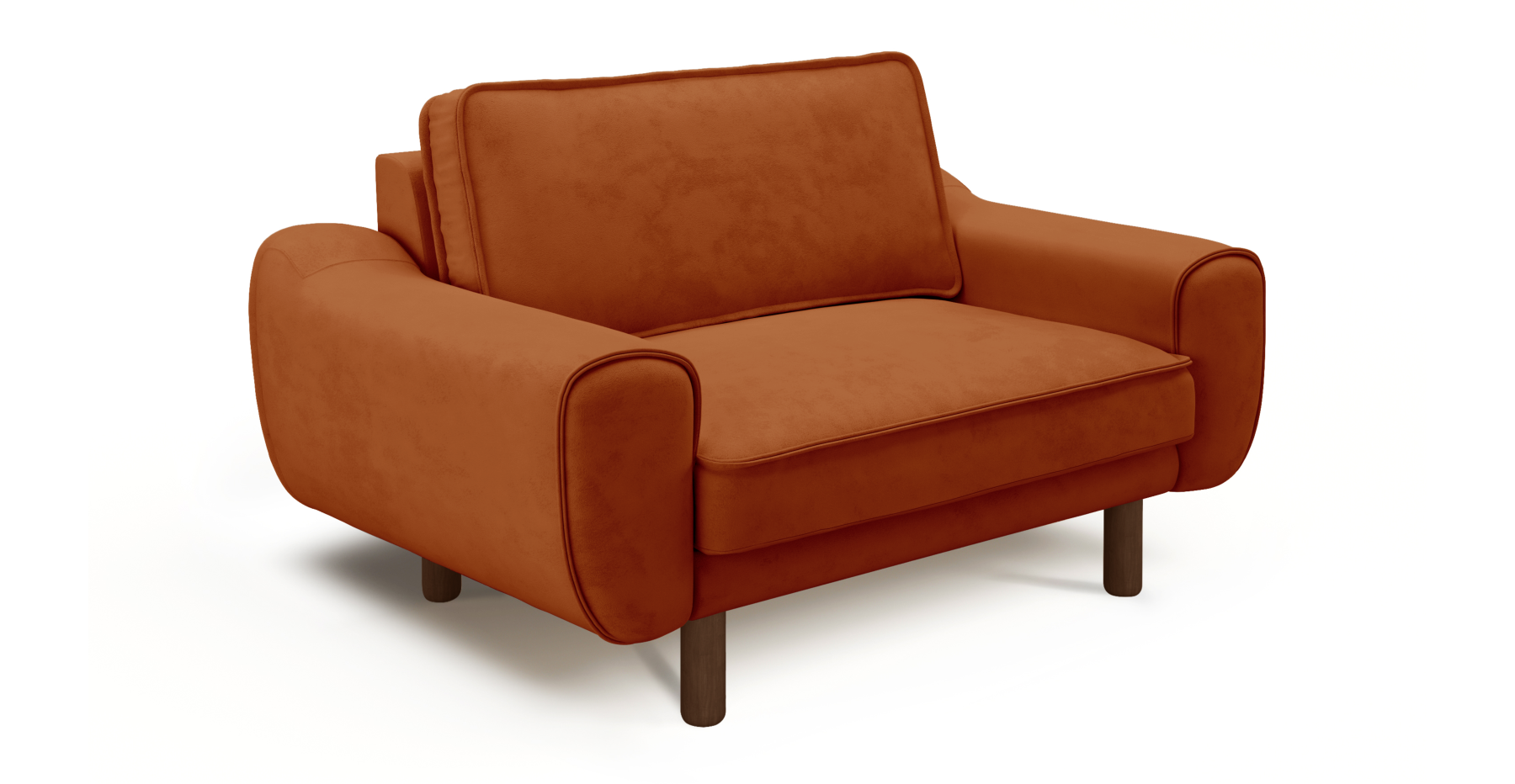 Klem Loveseat Silindir Ahşap Ayak - Dokuma Kadife