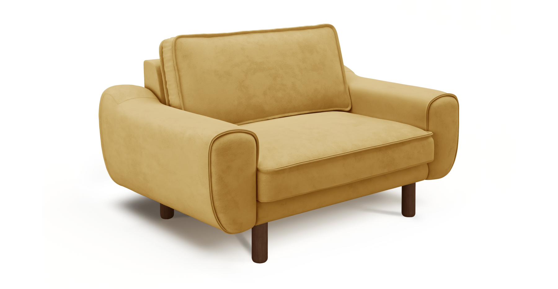 Klem Loveseat Silindir Ahşap Ayak - Dokuma Kadife