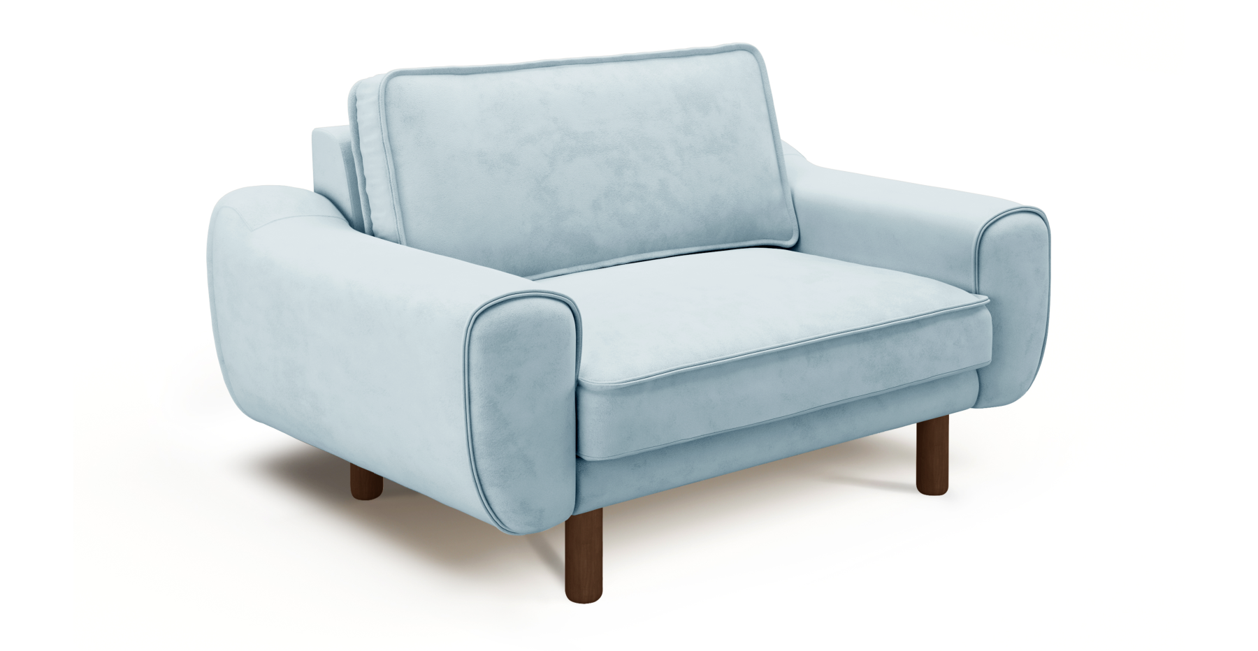 Klem Loveseat Silindir Ahşap Ayak - Dokuma Kadife