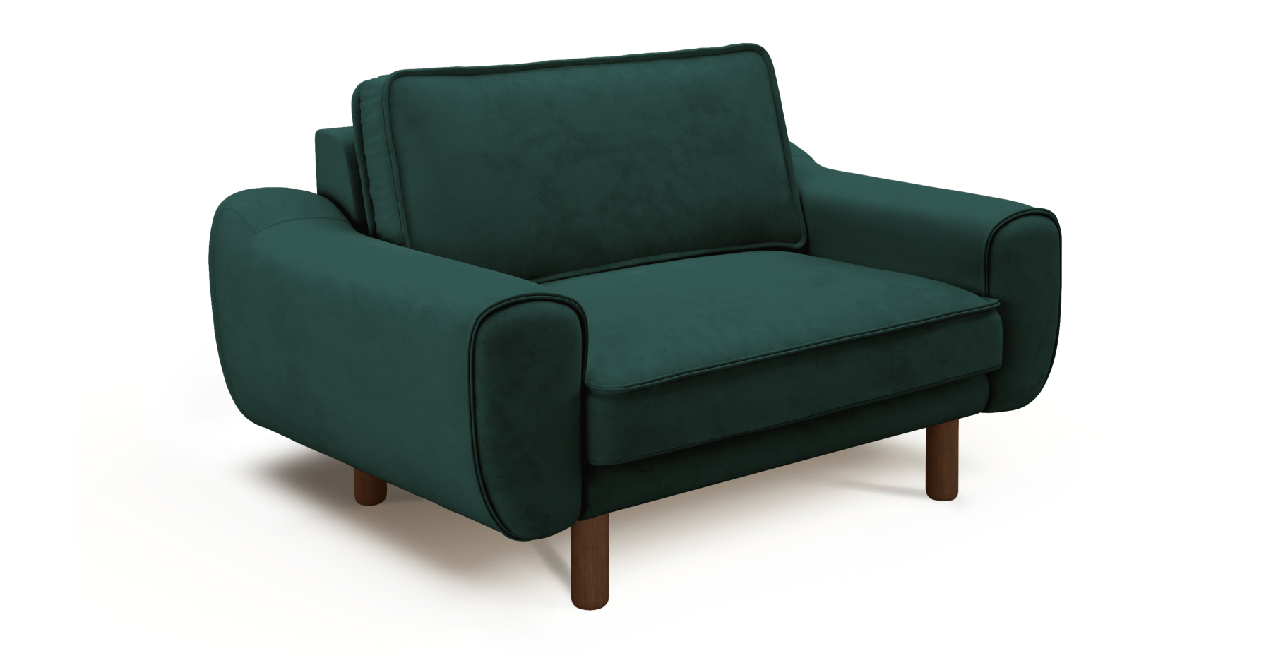 Klem Loveseat Silindir Ahşap Ayak - Dokuma Kadife