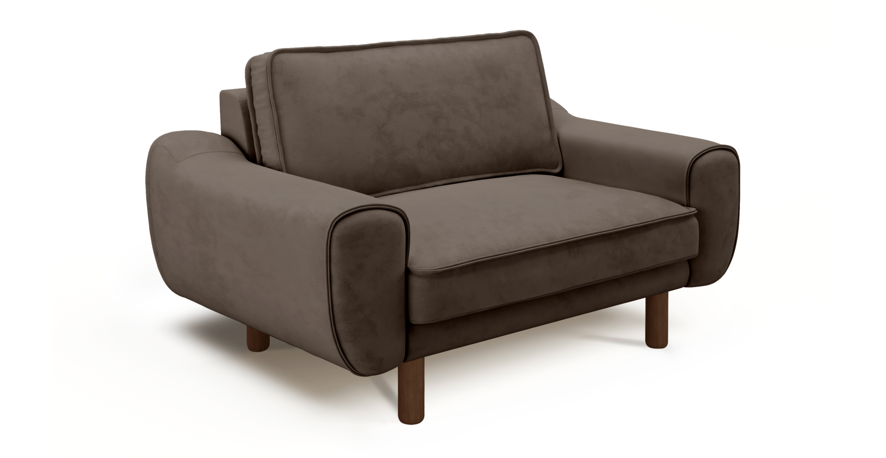 Klem Loveseat Silindir Ahşap Ayak - Dokuma Kadife