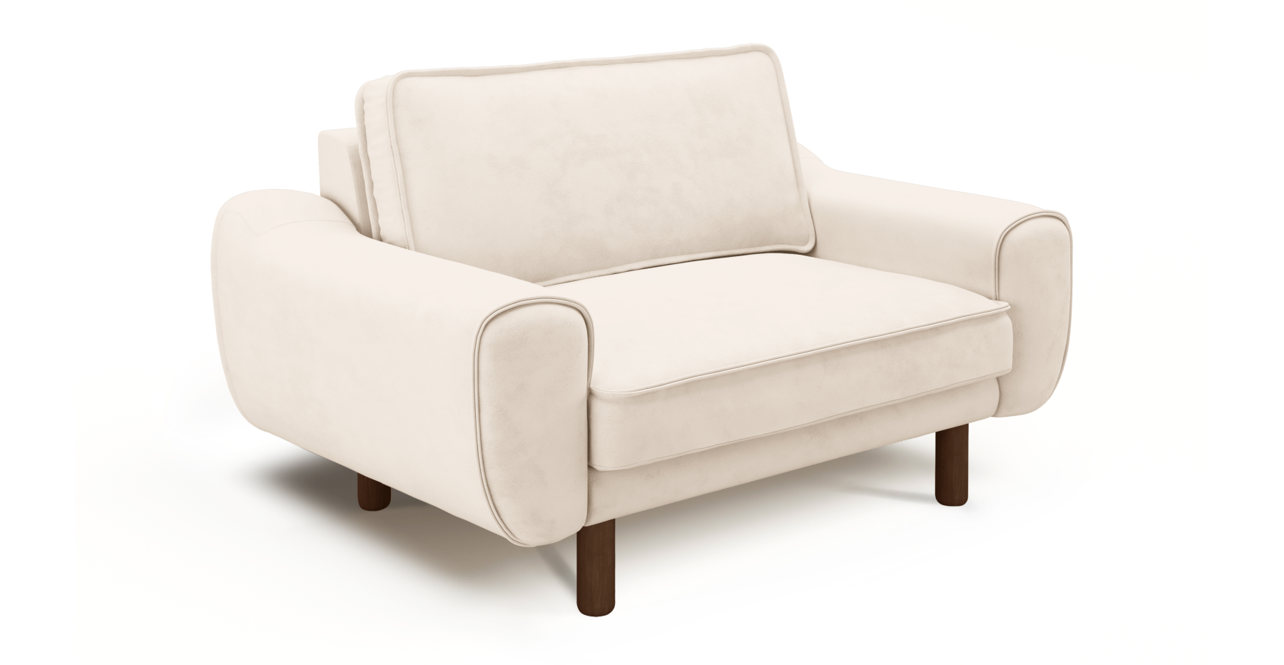 Klem Loveseat Silindir Ahşap Ayak - Dokuma Kadife