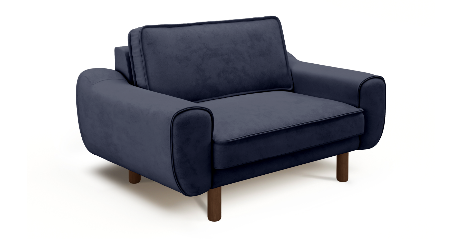Klem Loveseat Silindir Ahşap Ayak - Dokuma Kadife