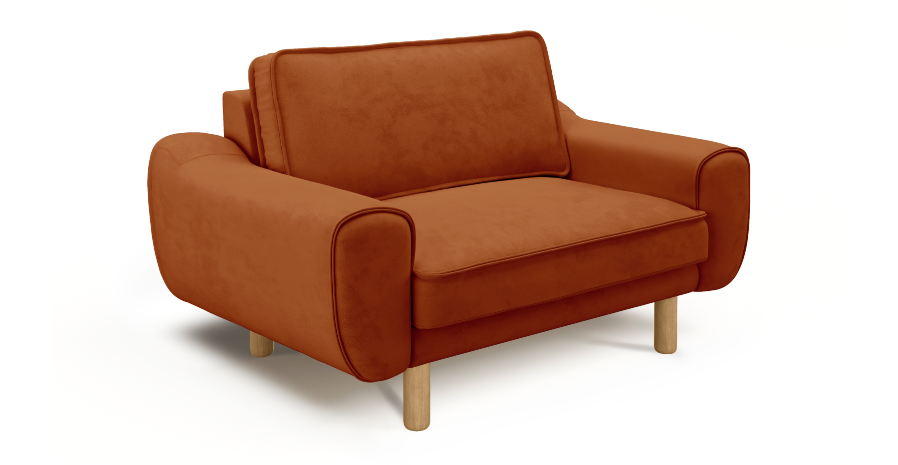 Klem Loveseat Silindir Ahşap Ayak - Dokuma Kadife