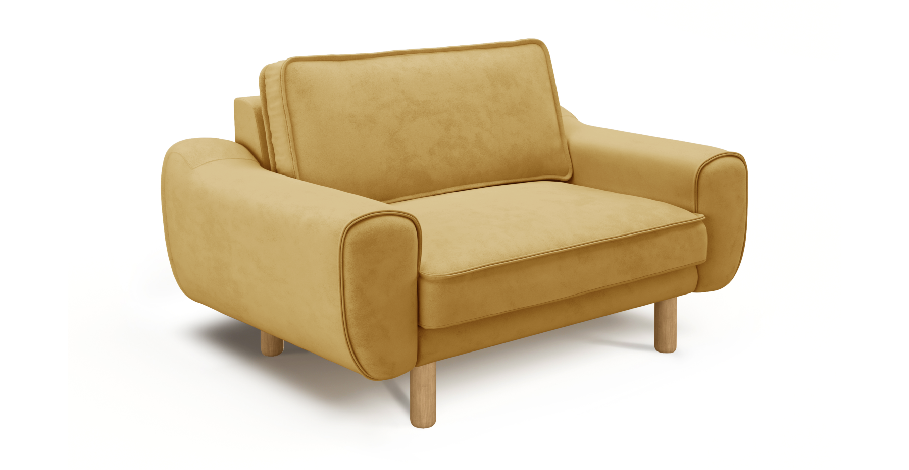 Klem Loveseat Silindir Ahşap Ayak - Dokuma Kadife