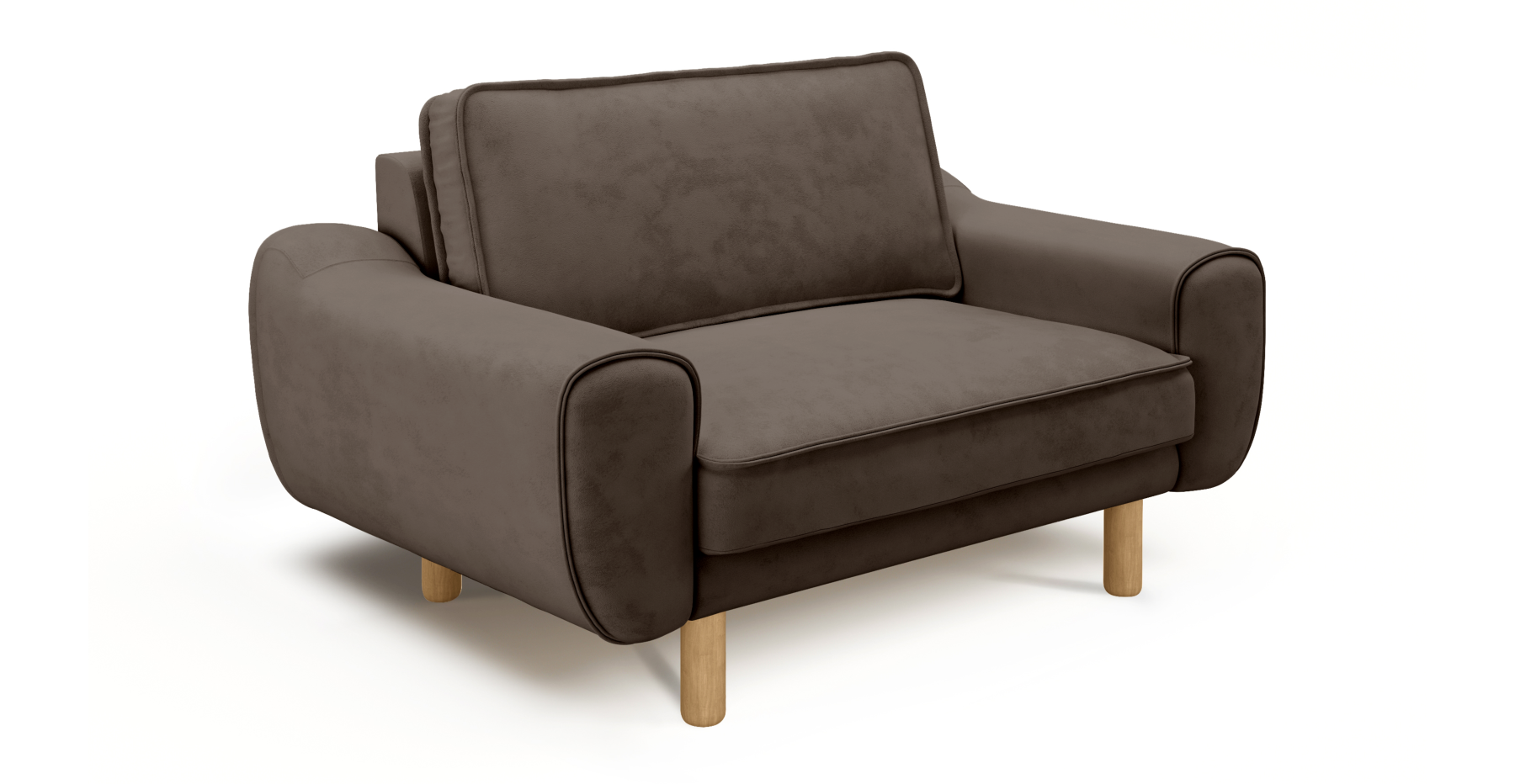 Klem Loveseat Silindir Ahşap Ayak - Dokuma Kadife