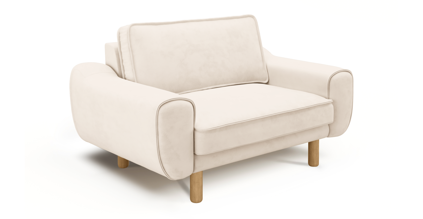 Klem Loveseat Silindir Ahşap Ayak - Dokuma Kadife