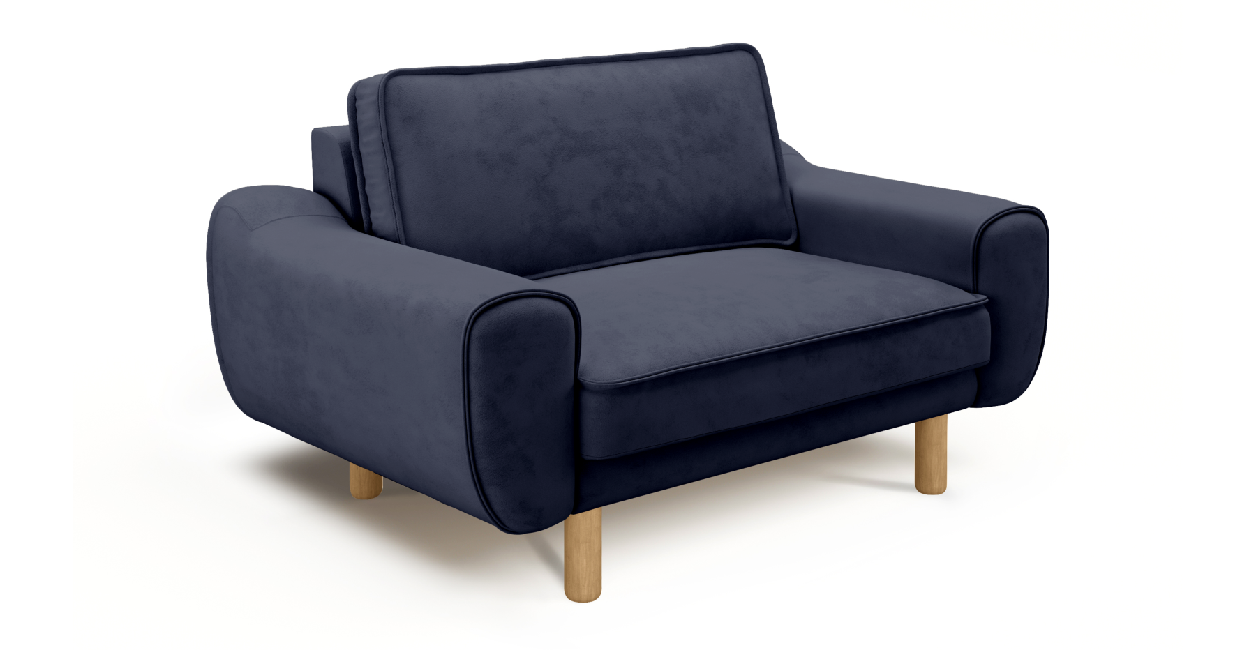 Klem Loveseat Silindir Ahşap Ayak - Dokuma Kadife