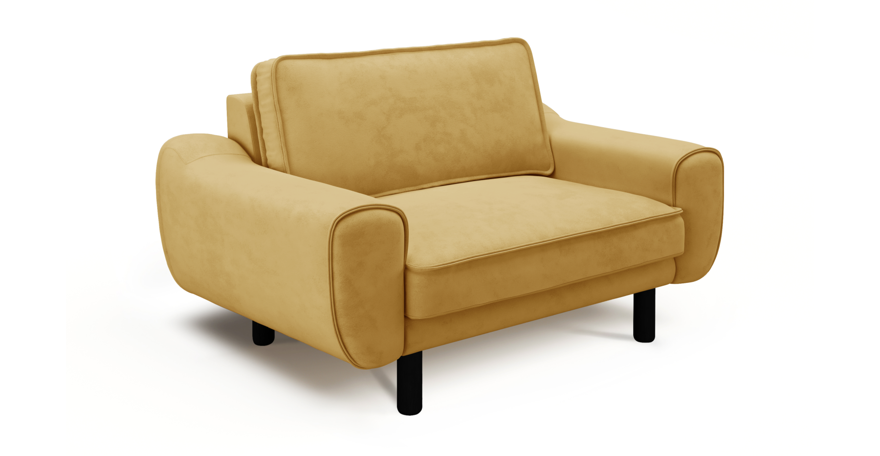 Klem Loveseat Silindir Ahşap Ayak - Dokuma Kadife