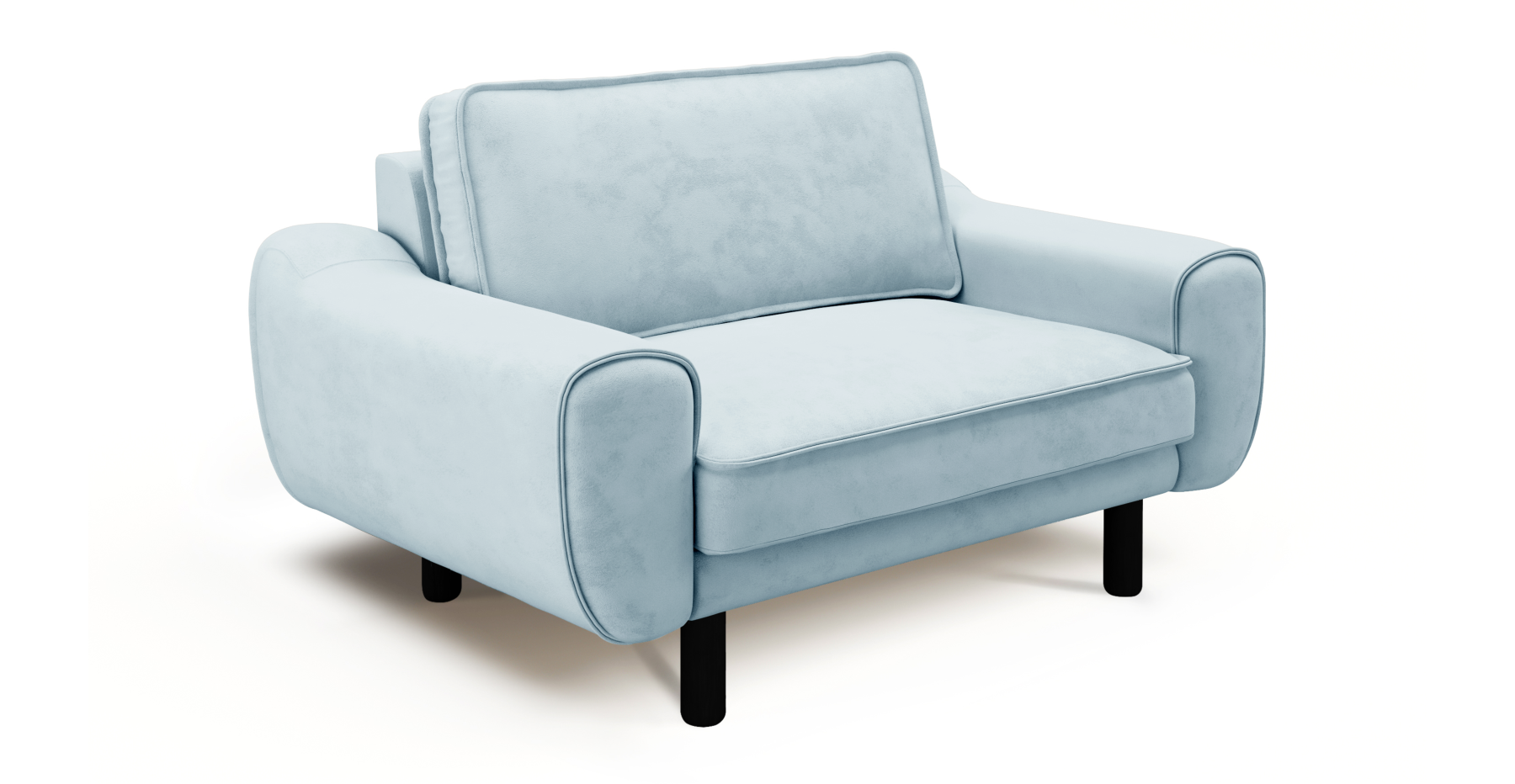 Klem Loveseat Silindir Ahşap Ayak - Dokuma Kadife