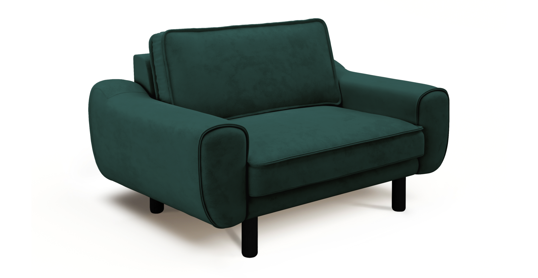 Klem Loveseat Silindir Ahşap Ayak - Dokuma Kadife