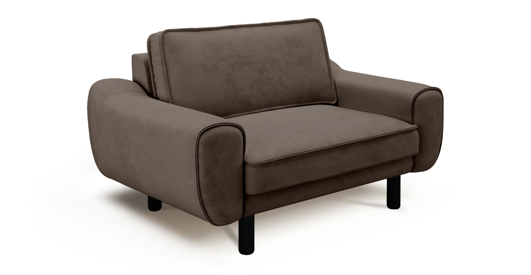 Klem Loveseat Silindir Ahşap Ayak - Dokuma Kadife