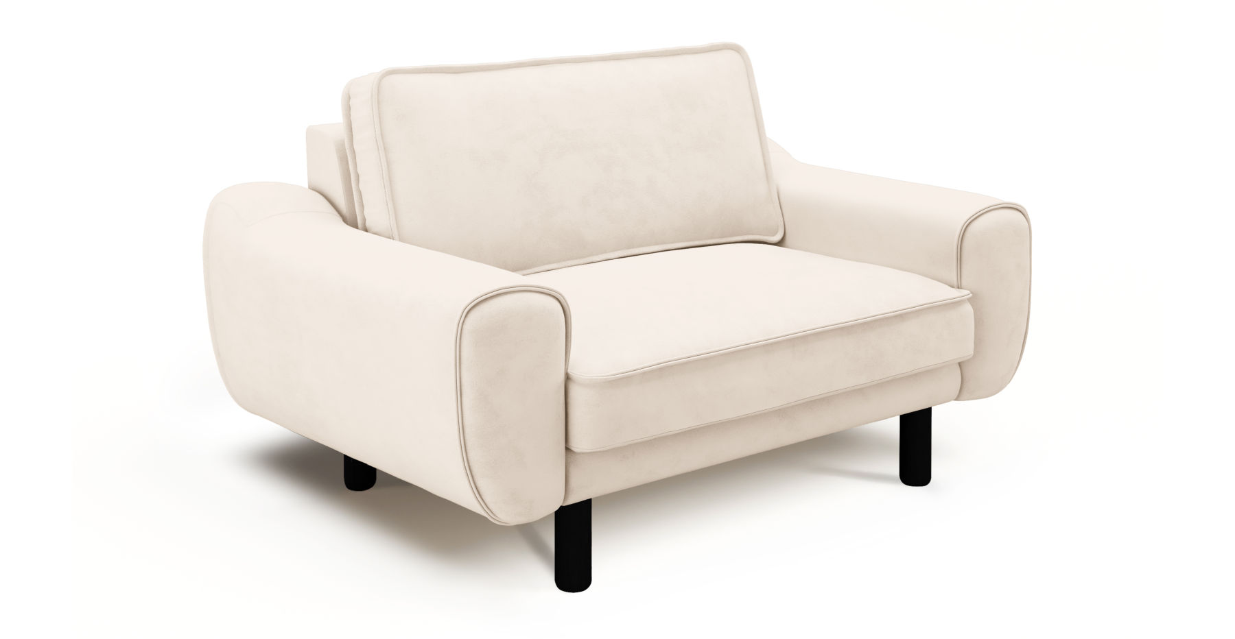 Klem Loveseat Silindir Ahşap Ayak - Dokuma Kadife