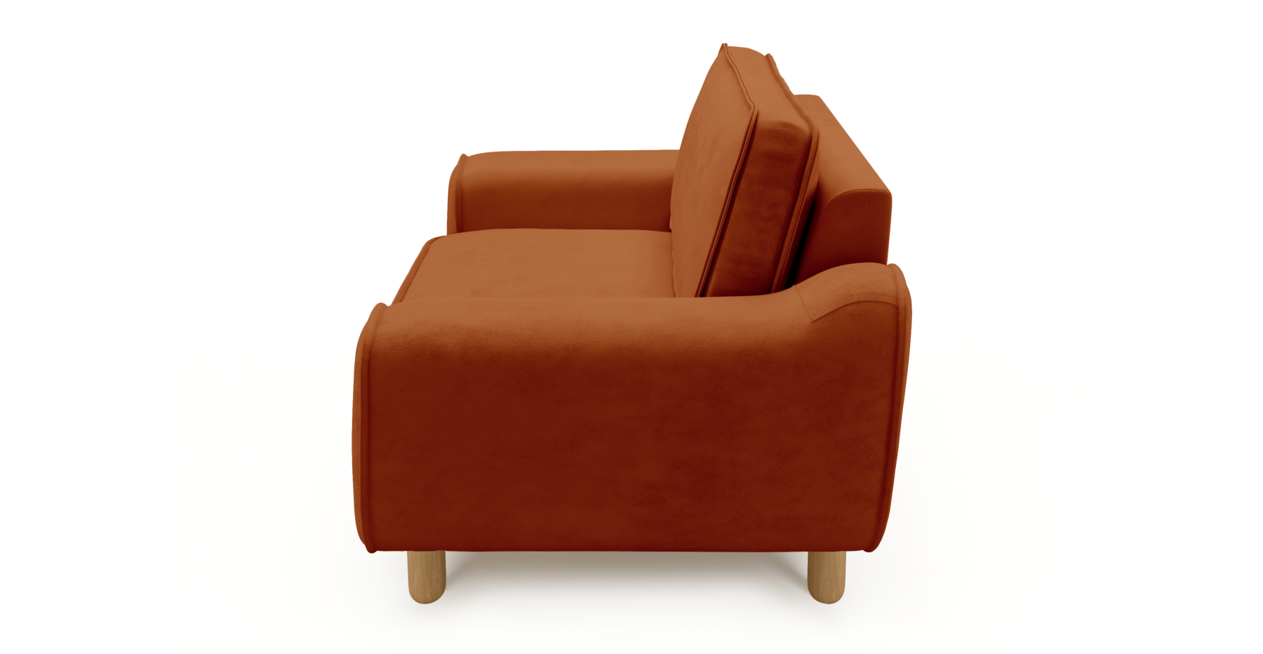 Klem Loveseat Silindir Ahşap Ayak - Dokuma Kadife