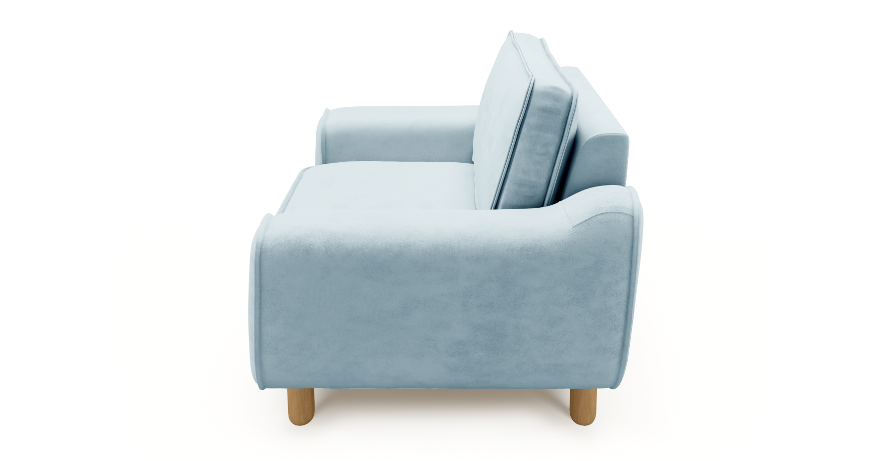 Klem Loveseat Silindir Ahşap Ayak - Dokuma Kadife