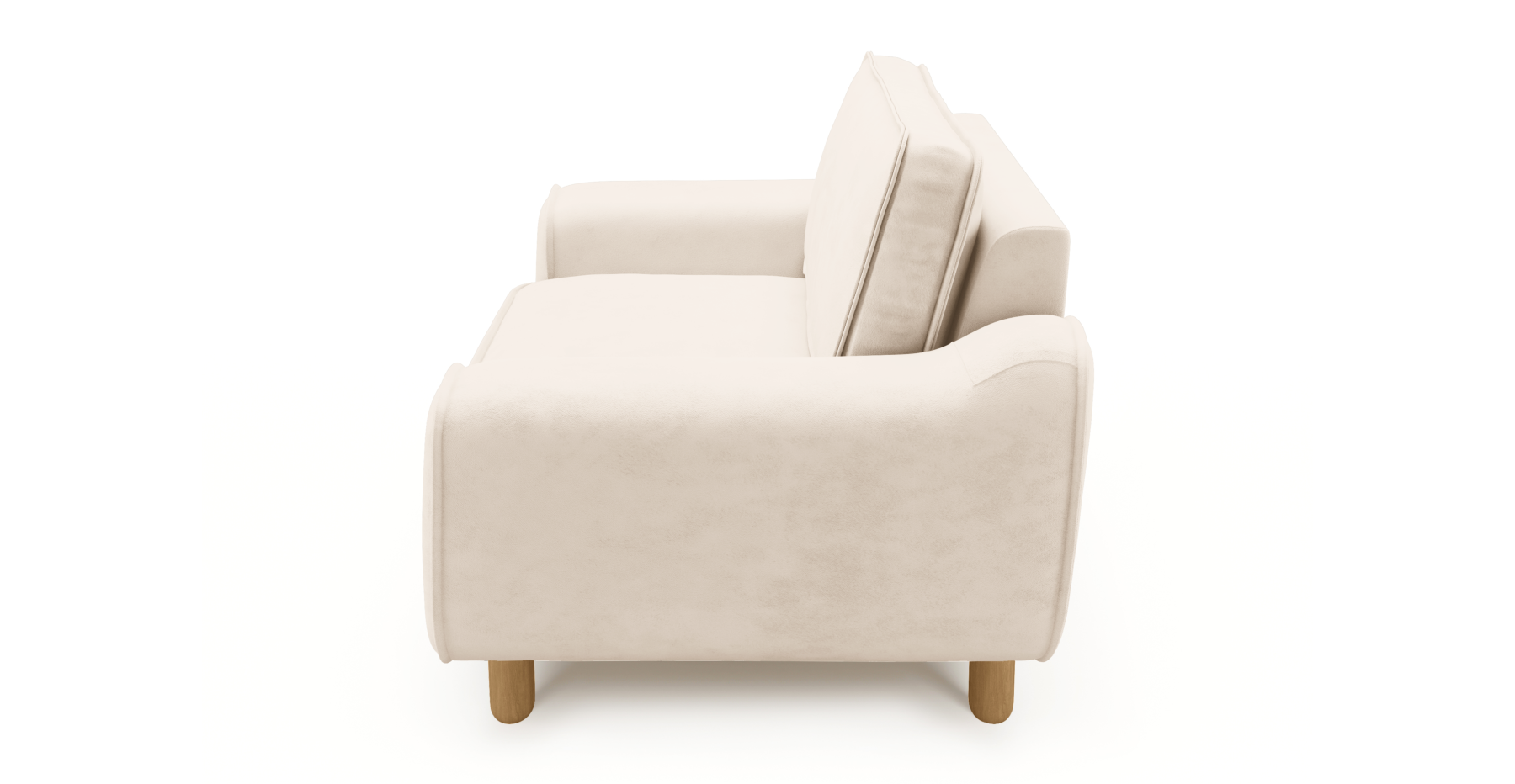 Klem Loveseat Silindir Ahşap Ayak - Dokuma Kadife