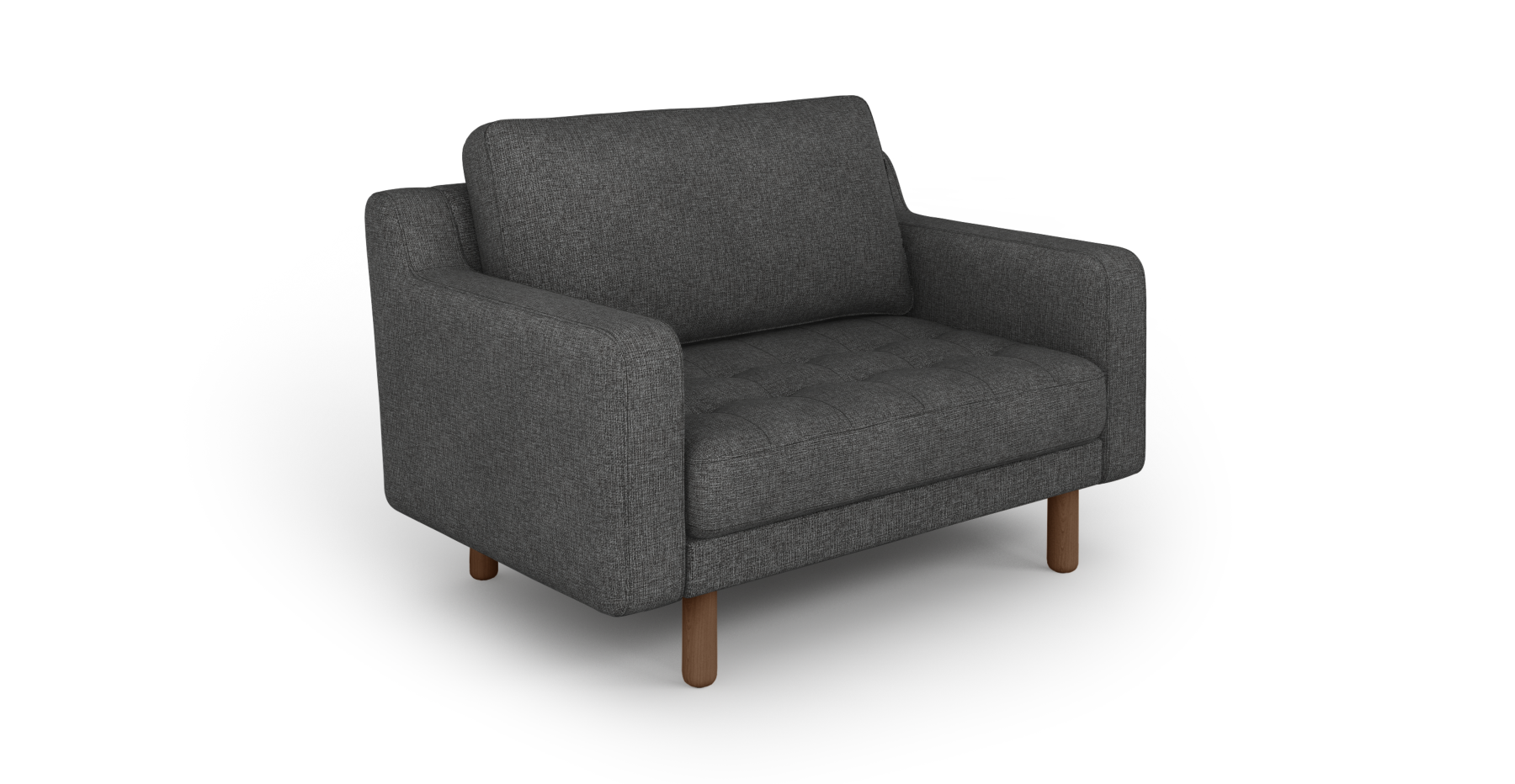 Modsy Loveseat Silindir Ahşap Ayak - Keten