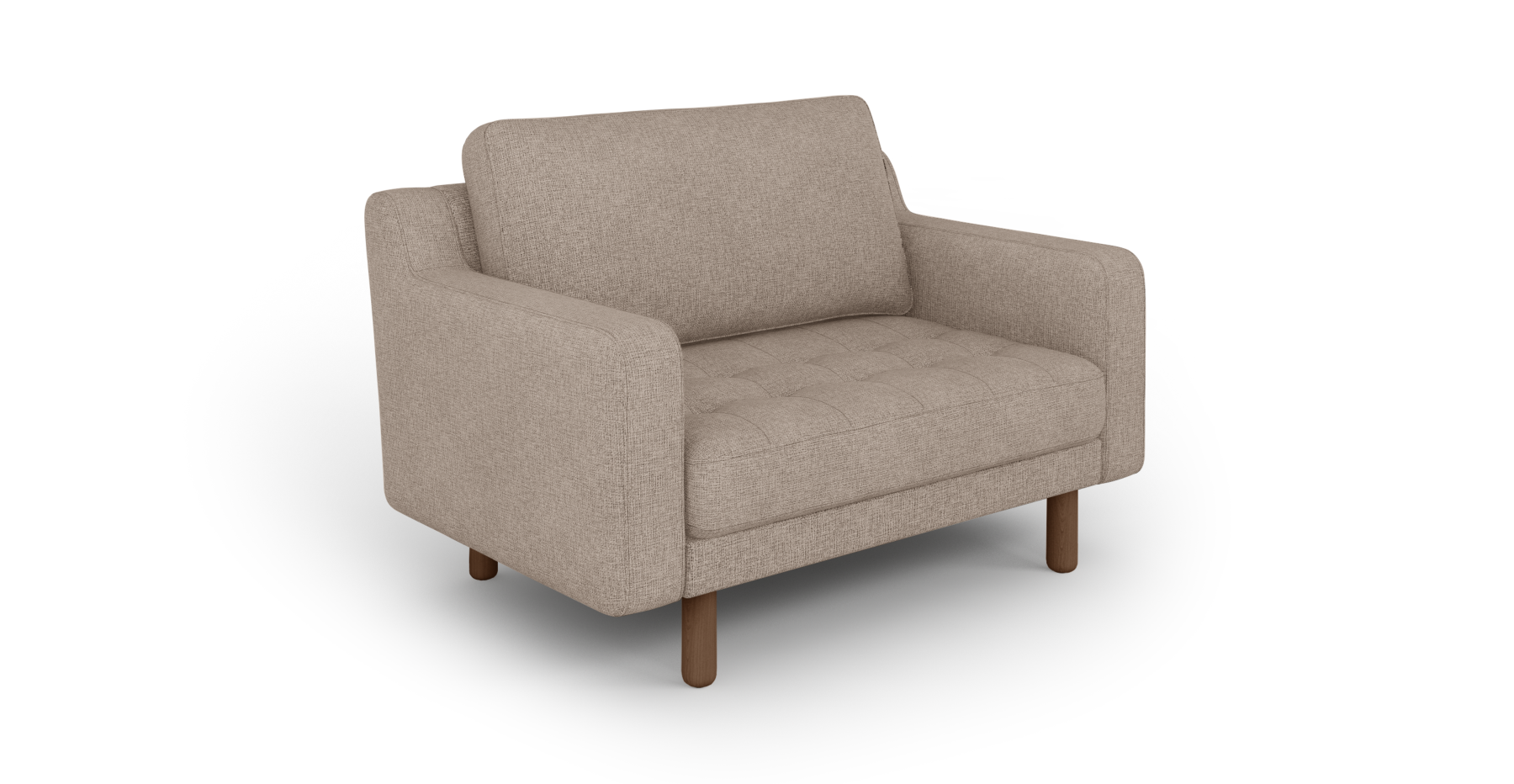 Modsy Loveseat Silindir Ahşap Ayak - Keten