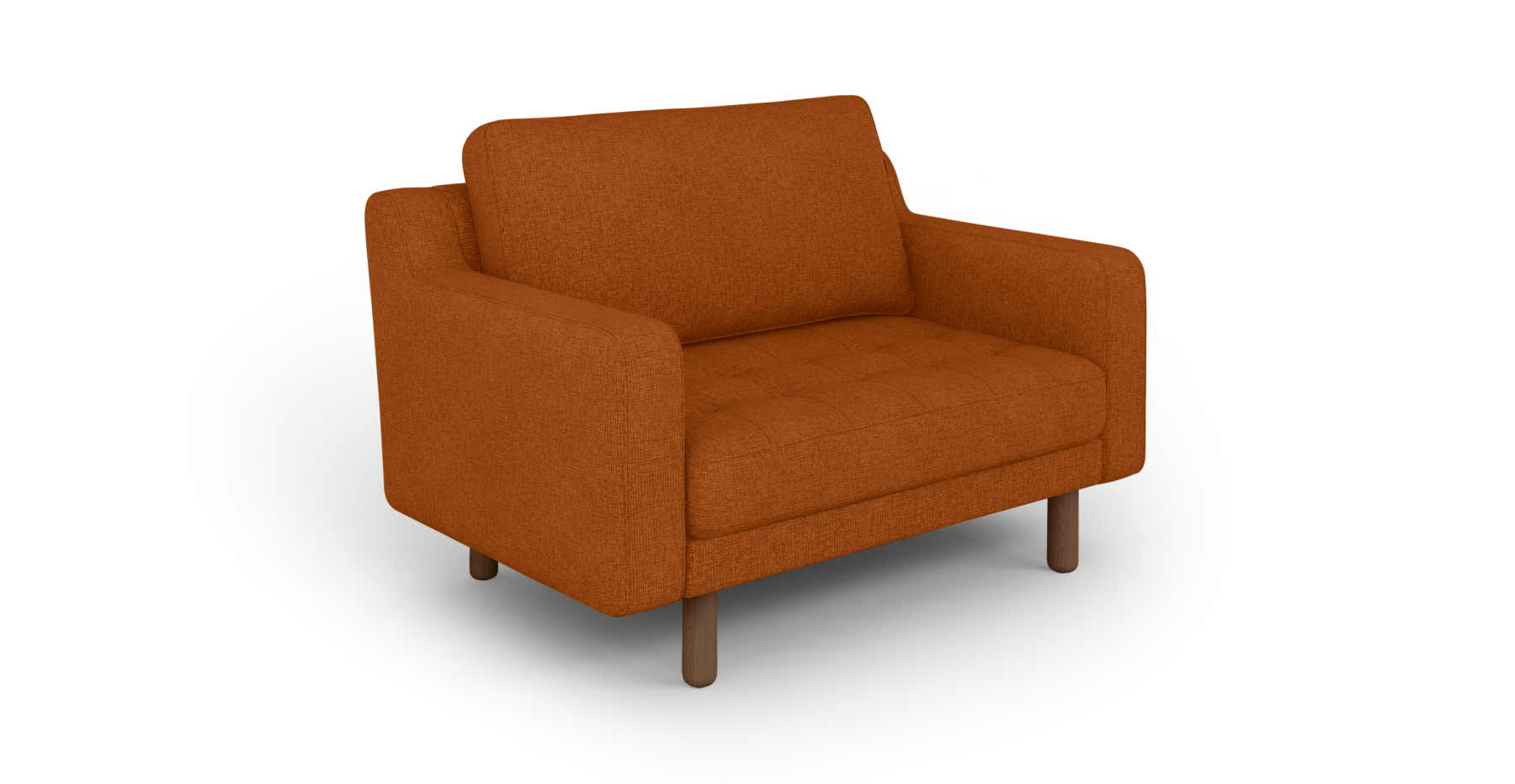 Modsy Loveseat Silindir Ahşap Ayak - Keten