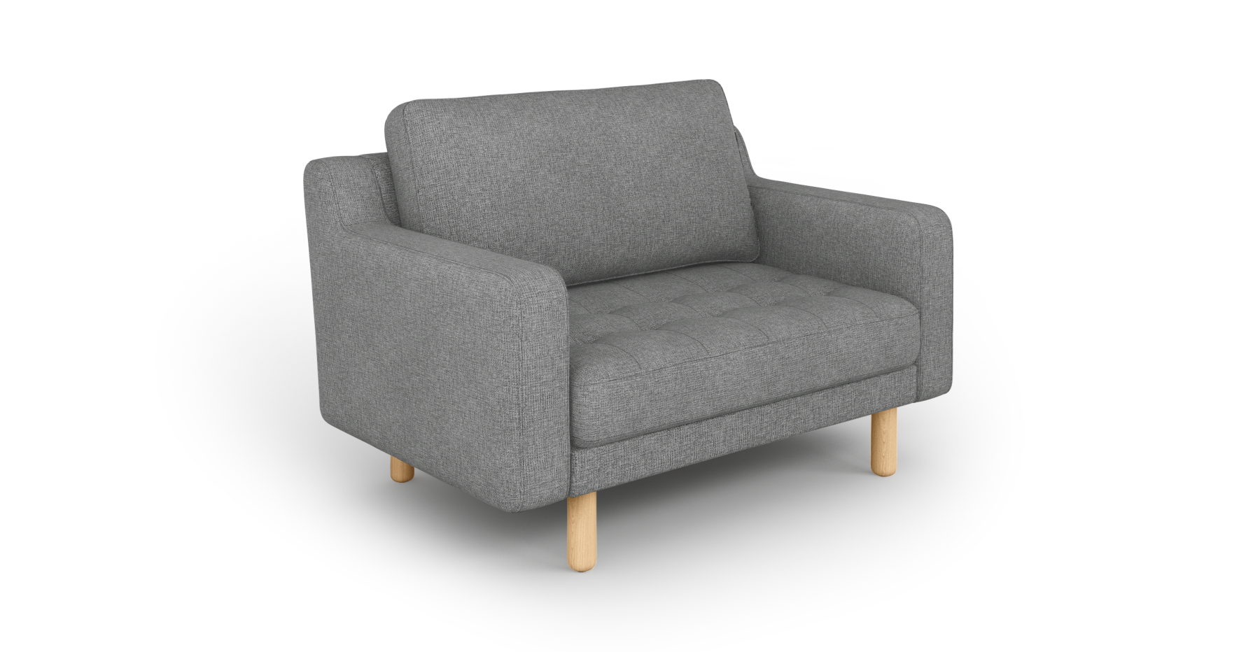 Modsy Loveseat Silindir Ahşap Ayak - Keten