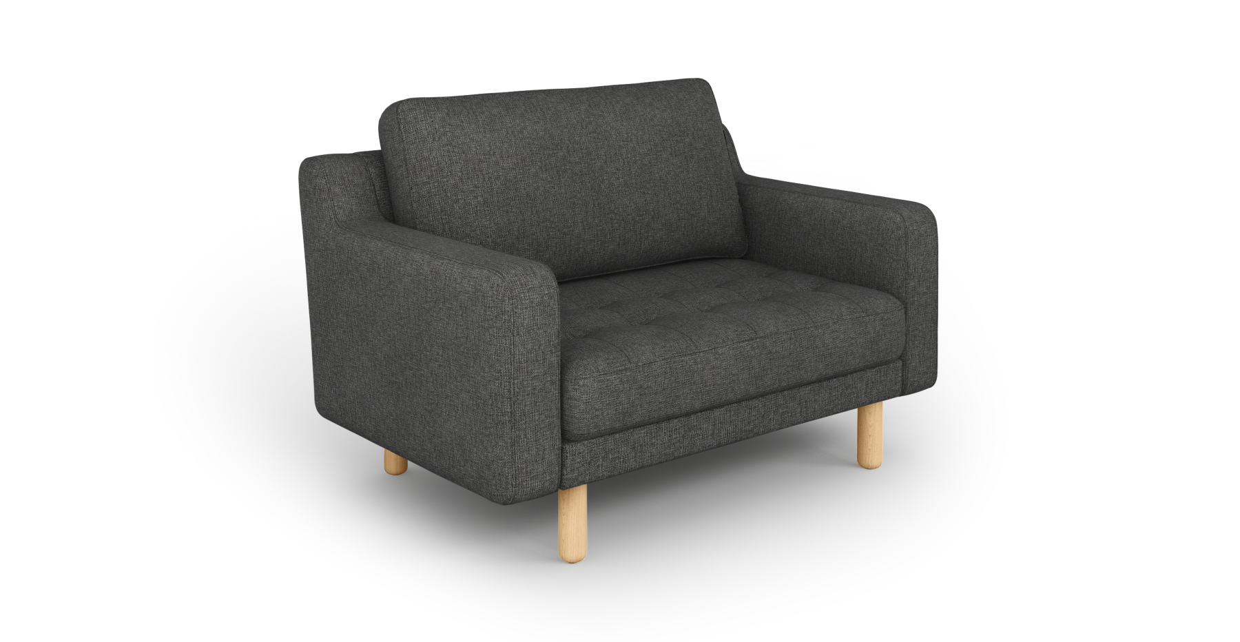 Modsy Loveseat Silindir Ahşap Ayak - Keten
