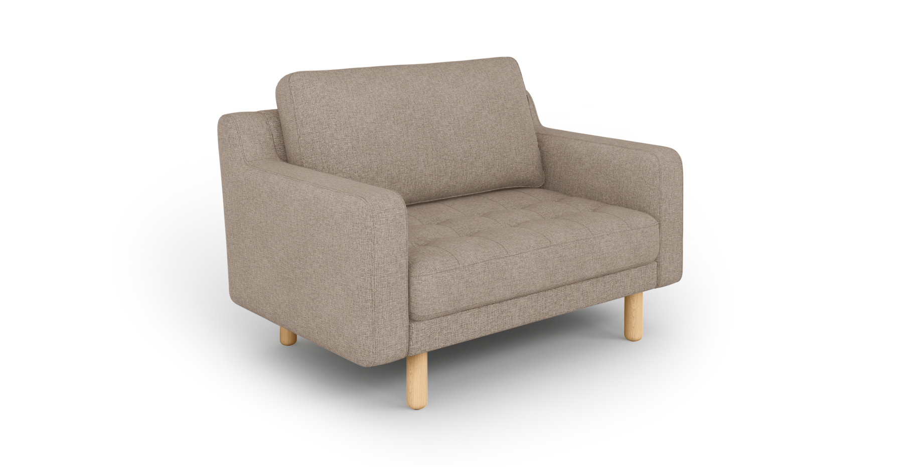 Modsy Loveseat Silindir Ahşap Ayak - Keten
