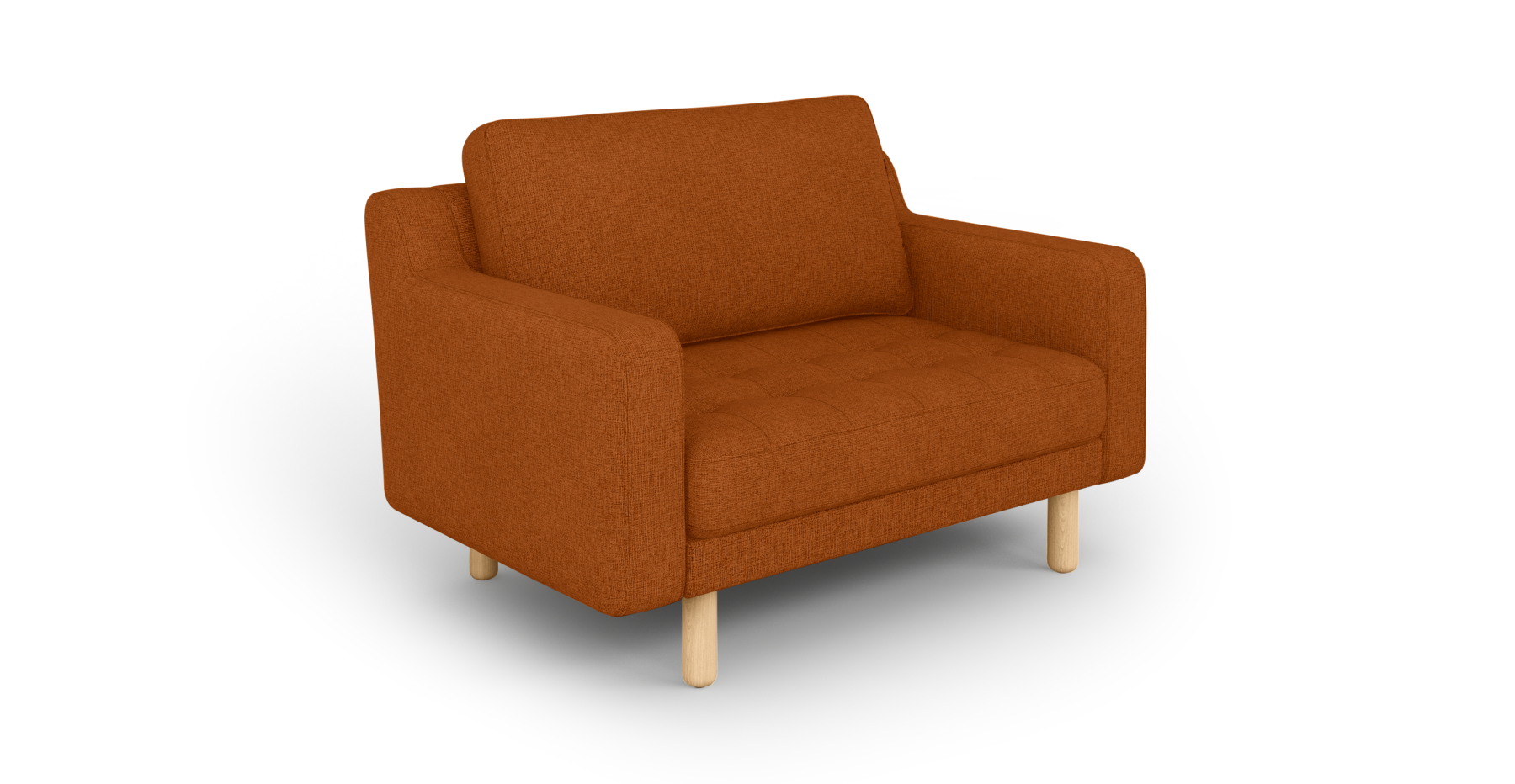 Modsy Loveseat Silindir Ahşap Ayak - Keten