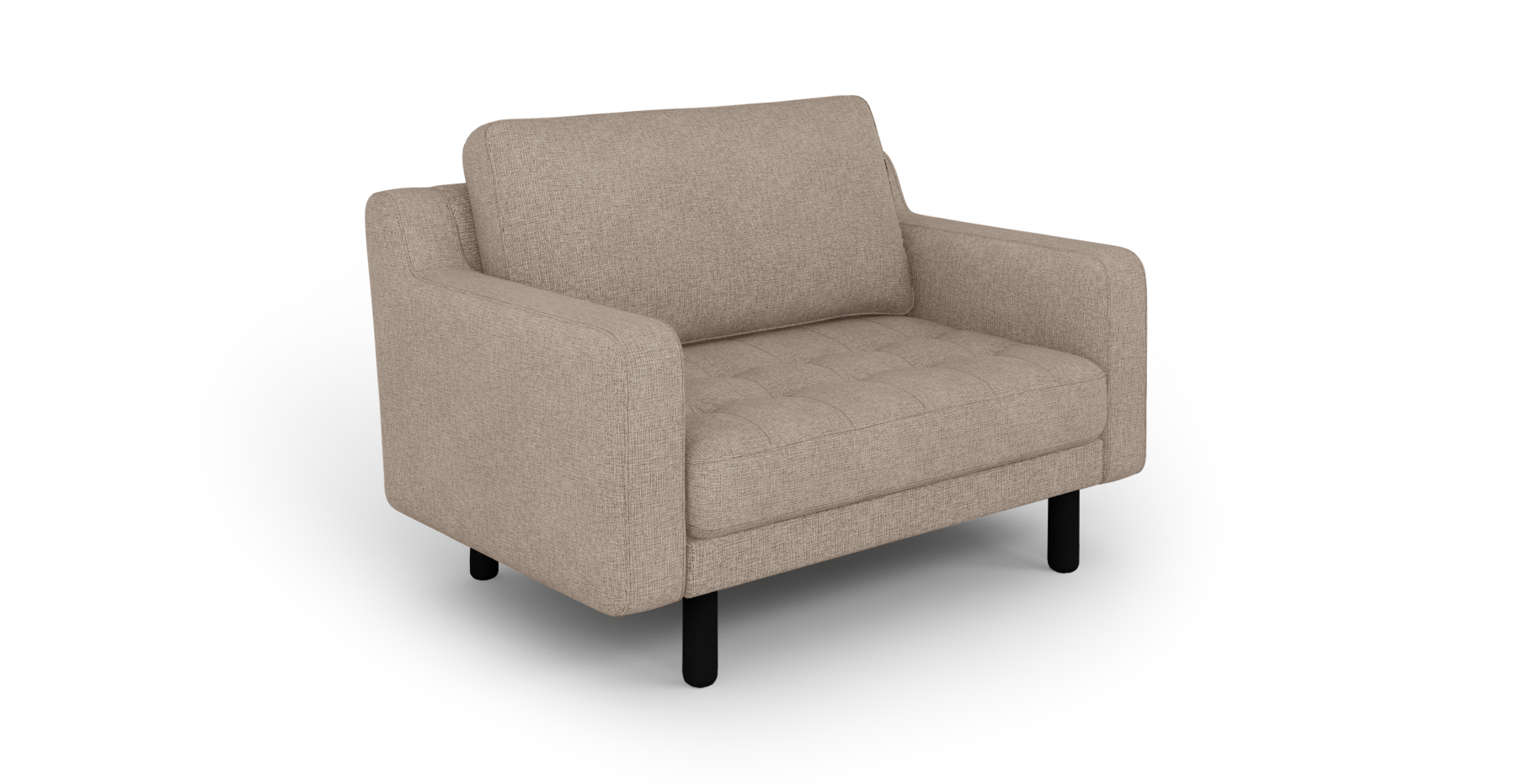 Modsy Loveseat Silindir Ahşap Ayak - Keten