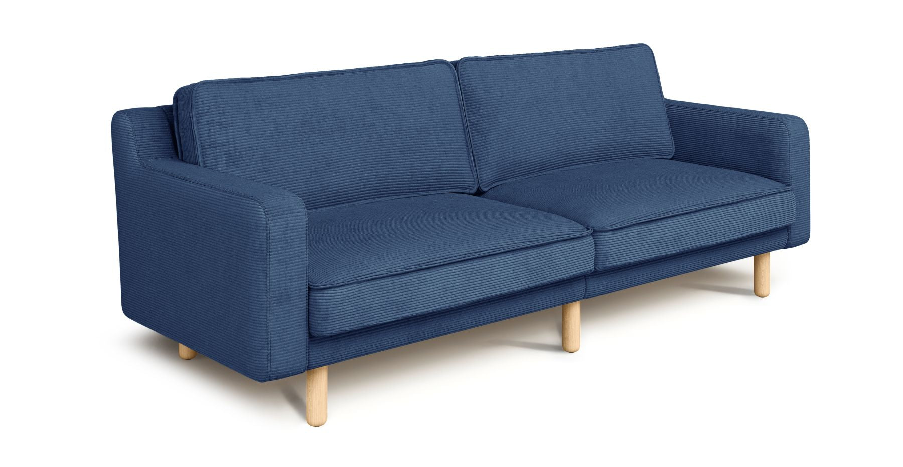Klem Slim Üçlü Koltuk Large Silindir Ahşap Ayak - Fitilli Kadife