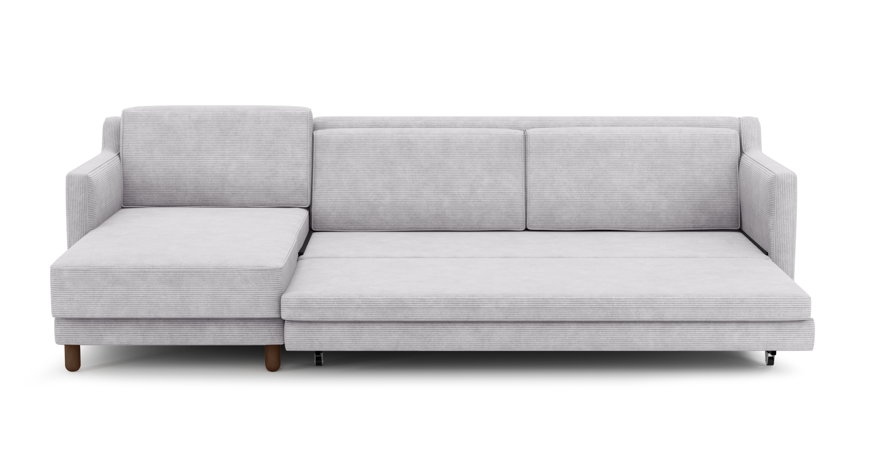 Losa Slim 292 x 166 Yataklı Köşe Silindir Ahşap Ayak - Fitilli Kadife