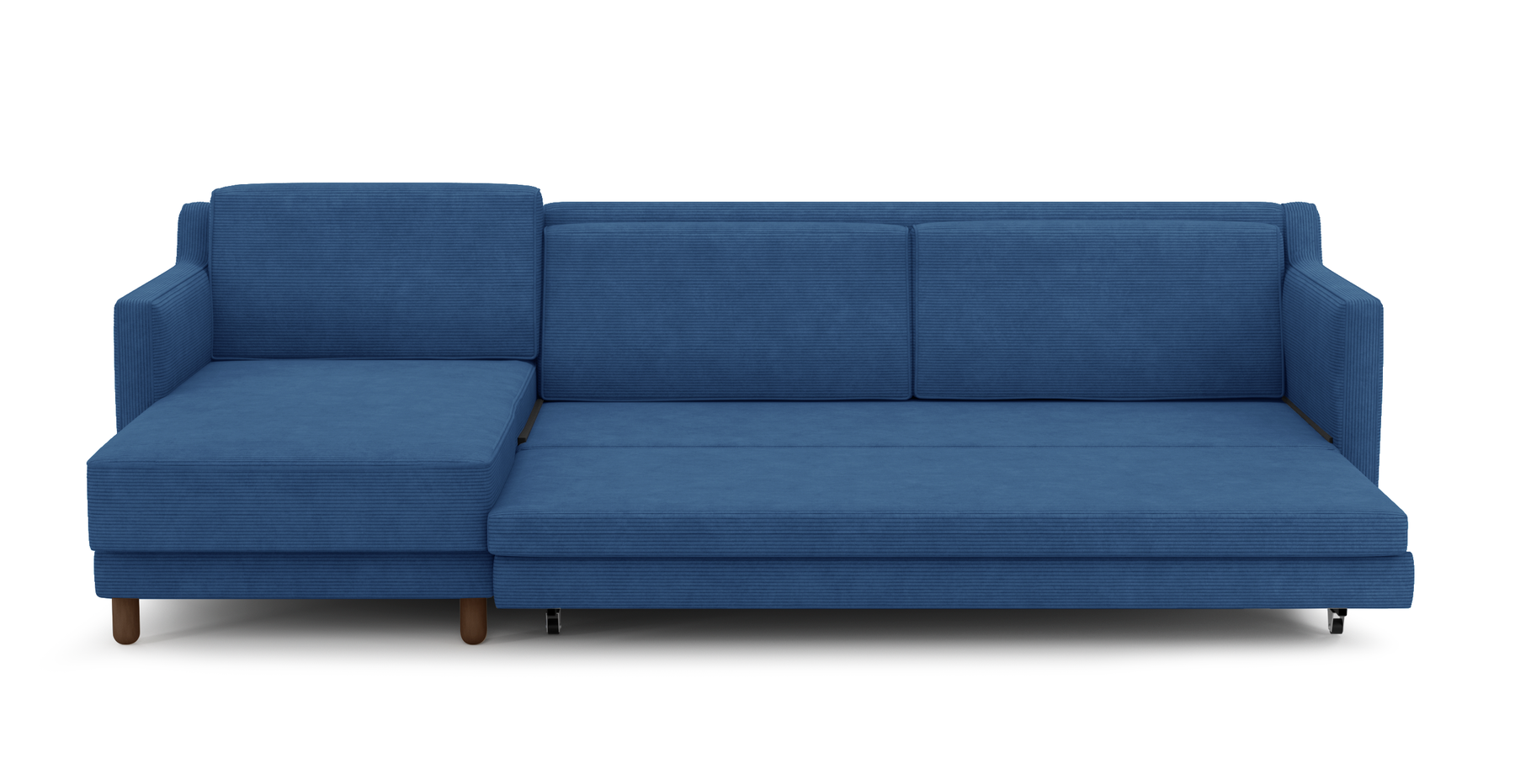 Losa Slim 292 x 166 Yataklı Köşe Silindir Ahşap Ayak - Fitilli Kadife