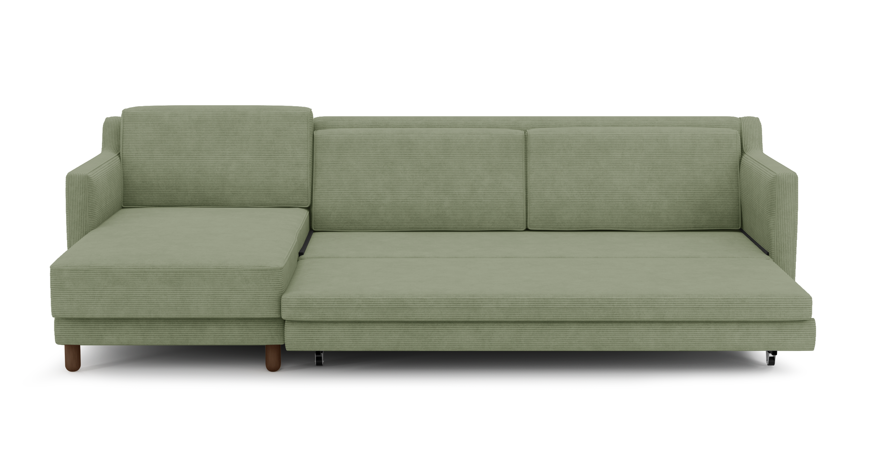 Losa Slim 292 x 166 Yataklı Köşe Silindir Ahşap Ayak - Fitilli Kadife