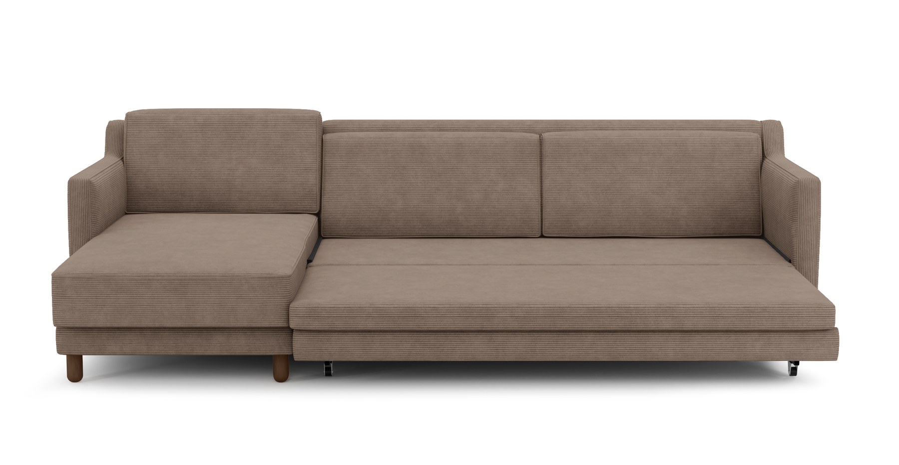 Losa Slim 292 x 166 Yataklı Köşe Silindir Ahşap Ayak - Fitilli Kadife