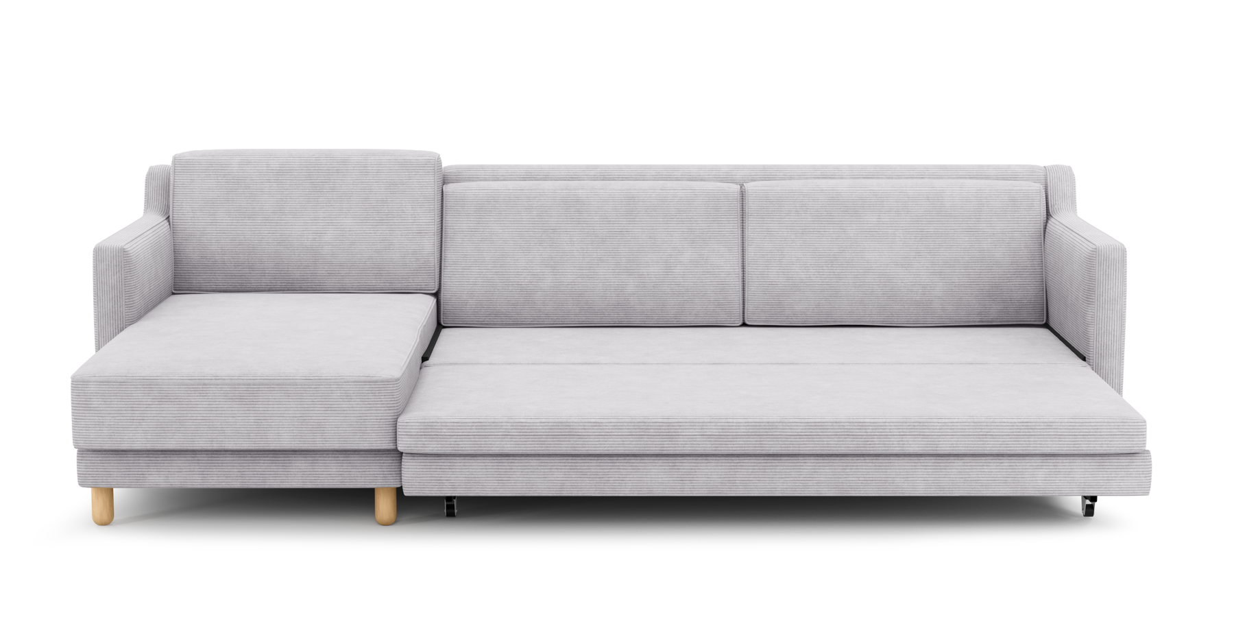 Losa Slim 292 x 166 Yataklı Köşe Silindir Ahşap Ayak - Fitilli Kadife