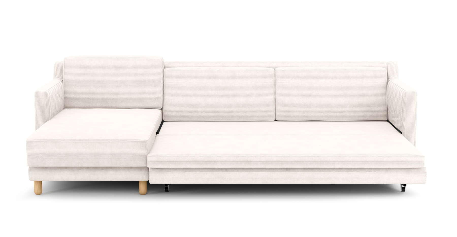 Losa Slim 292 x 166 Yataklı Köşe Silindir Ahşap Ayak - Fitilli Kadife