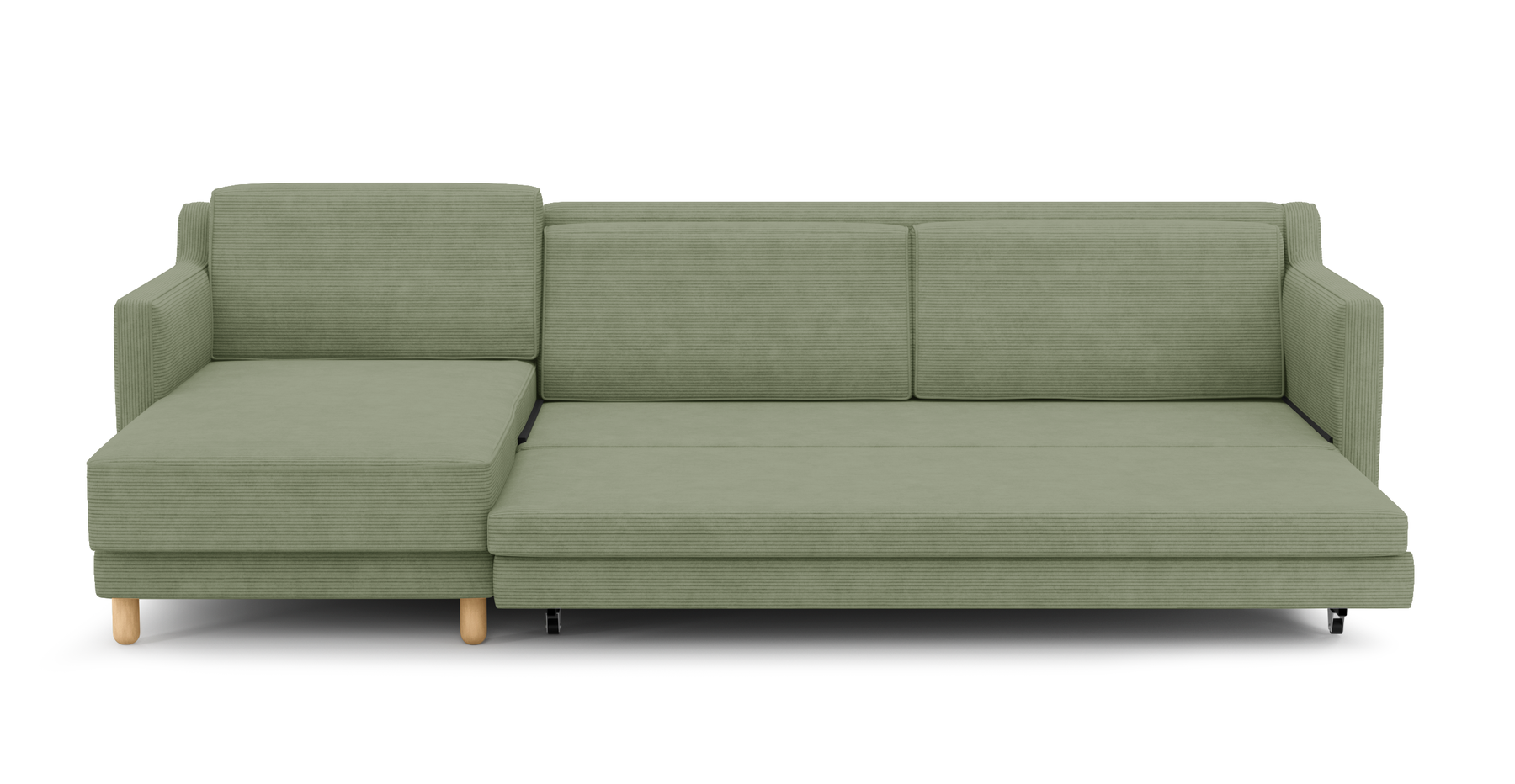 Losa Slim 292 x 166 Yataklı Köşe Silindir Ahşap Ayak - Fitilli Kadife