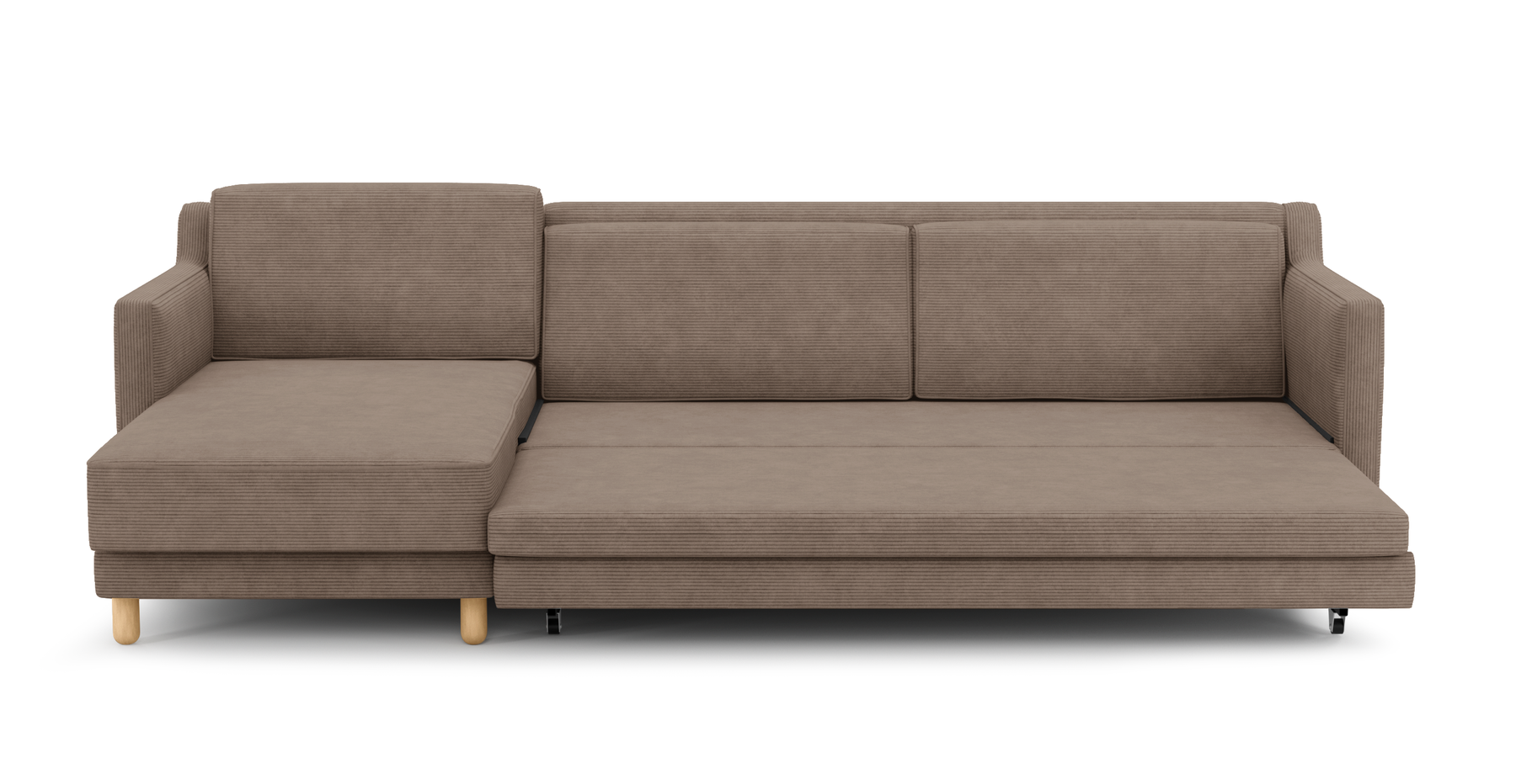 Losa Slim 292 x 166 Yataklı Köşe Silindir Ahşap Ayak - Fitilli Kadife