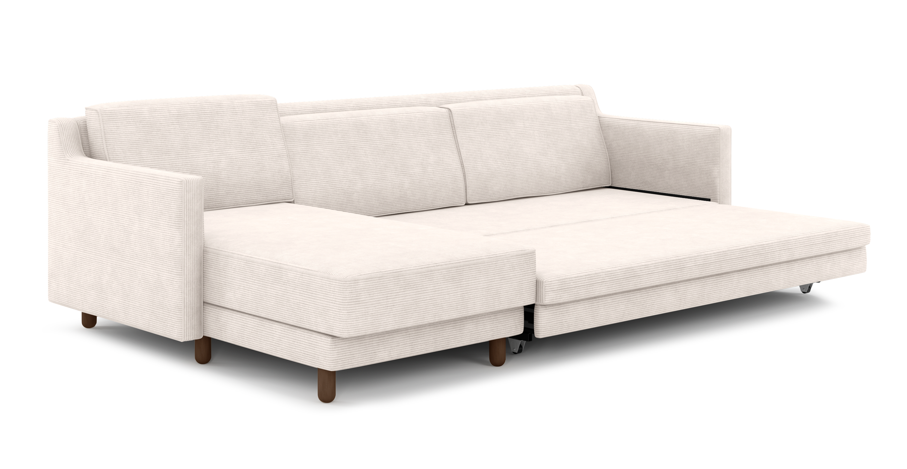 Losa Slim 292 x 166 Yataklı Köşe Silindir Ahşap Ayak - Fitilli Kadife