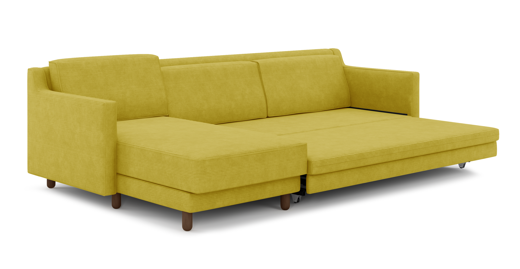 Losa Slim 292 x 166 Yataklı Köşe Silindir Ahşap Ayak - Fitilli Kadife