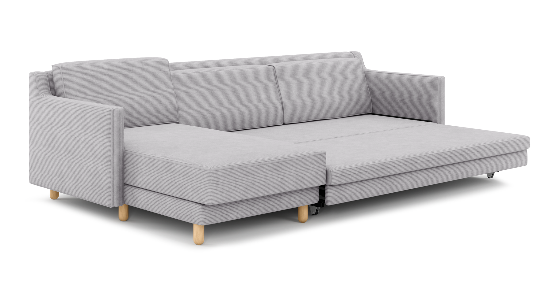 Losa Slim 292 x 166 Yataklı Köşe Silindir Ahşap Ayak - Fitilli Kadife