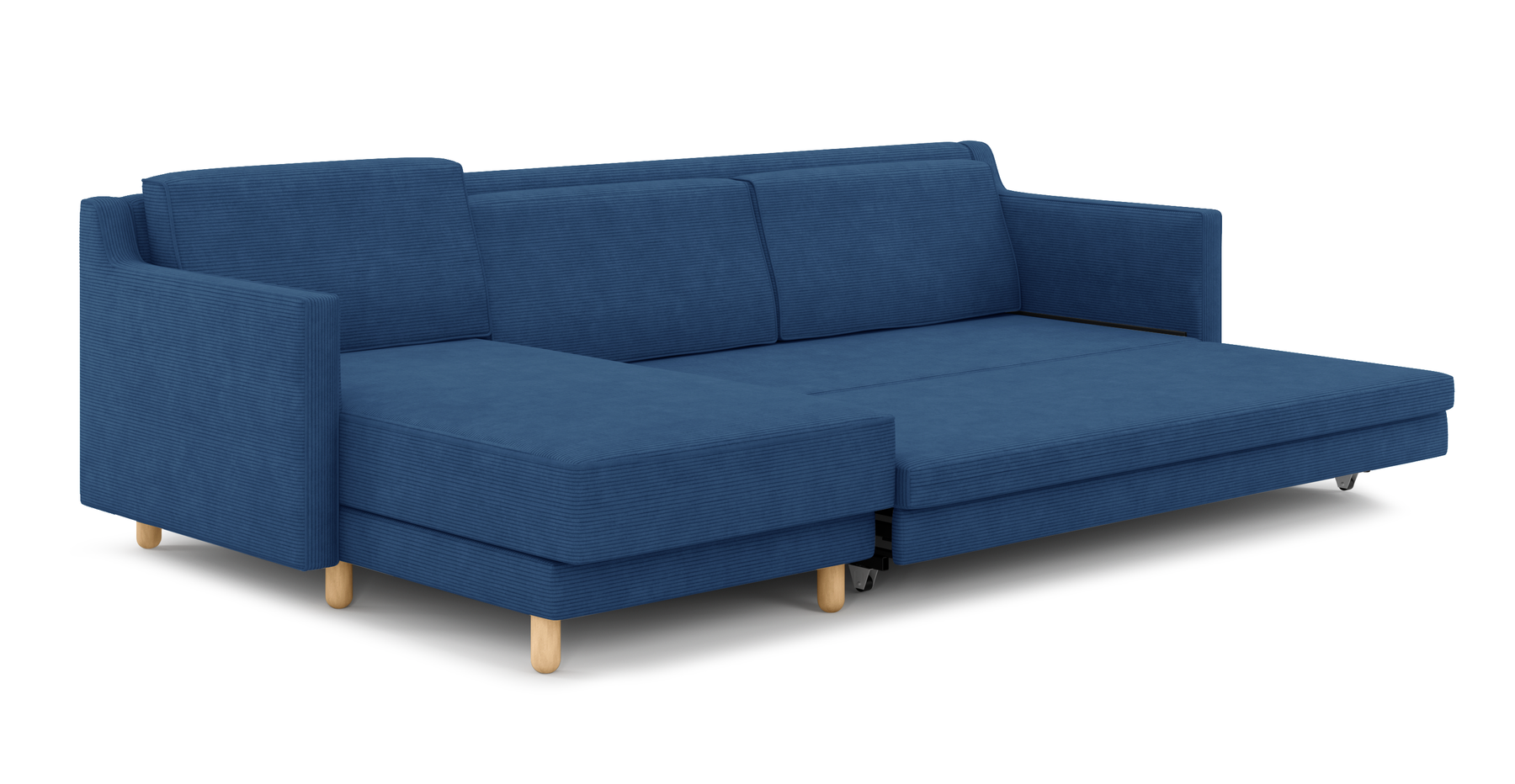 Losa Slim 292 x 166 Yataklı Köşe Silindir Ahşap Ayak - Fitilli Kadife