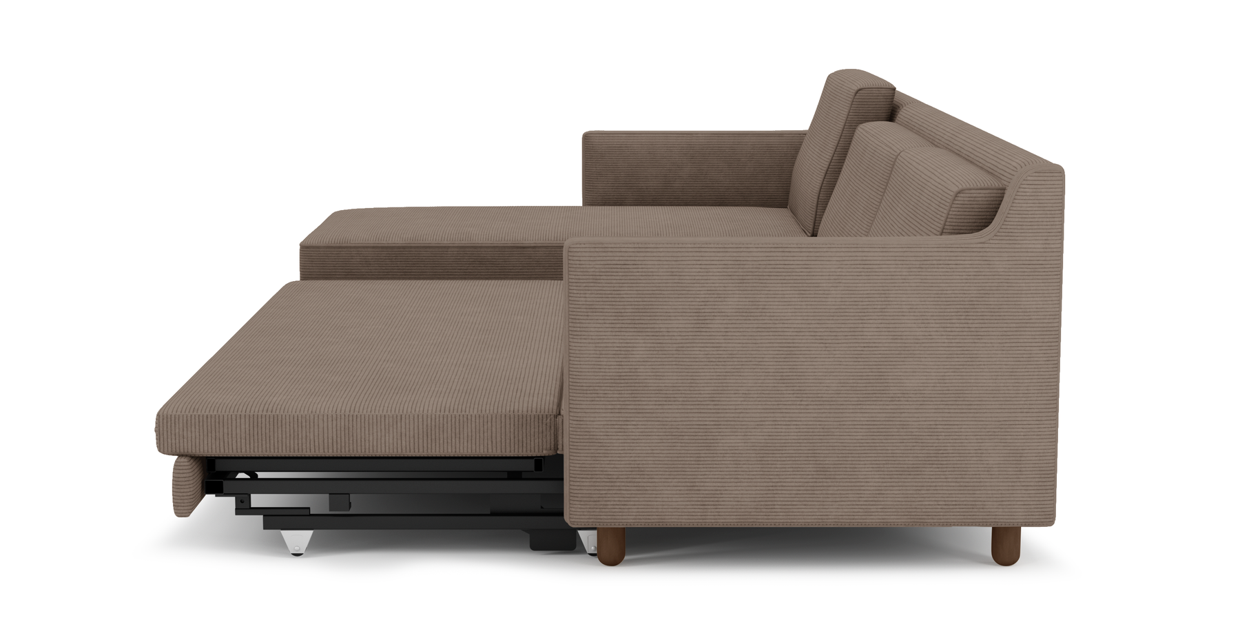 Losa Slim 292 x 166 Yataklı Köşe Silindir Ahşap Ayak - Fitilli Kadife