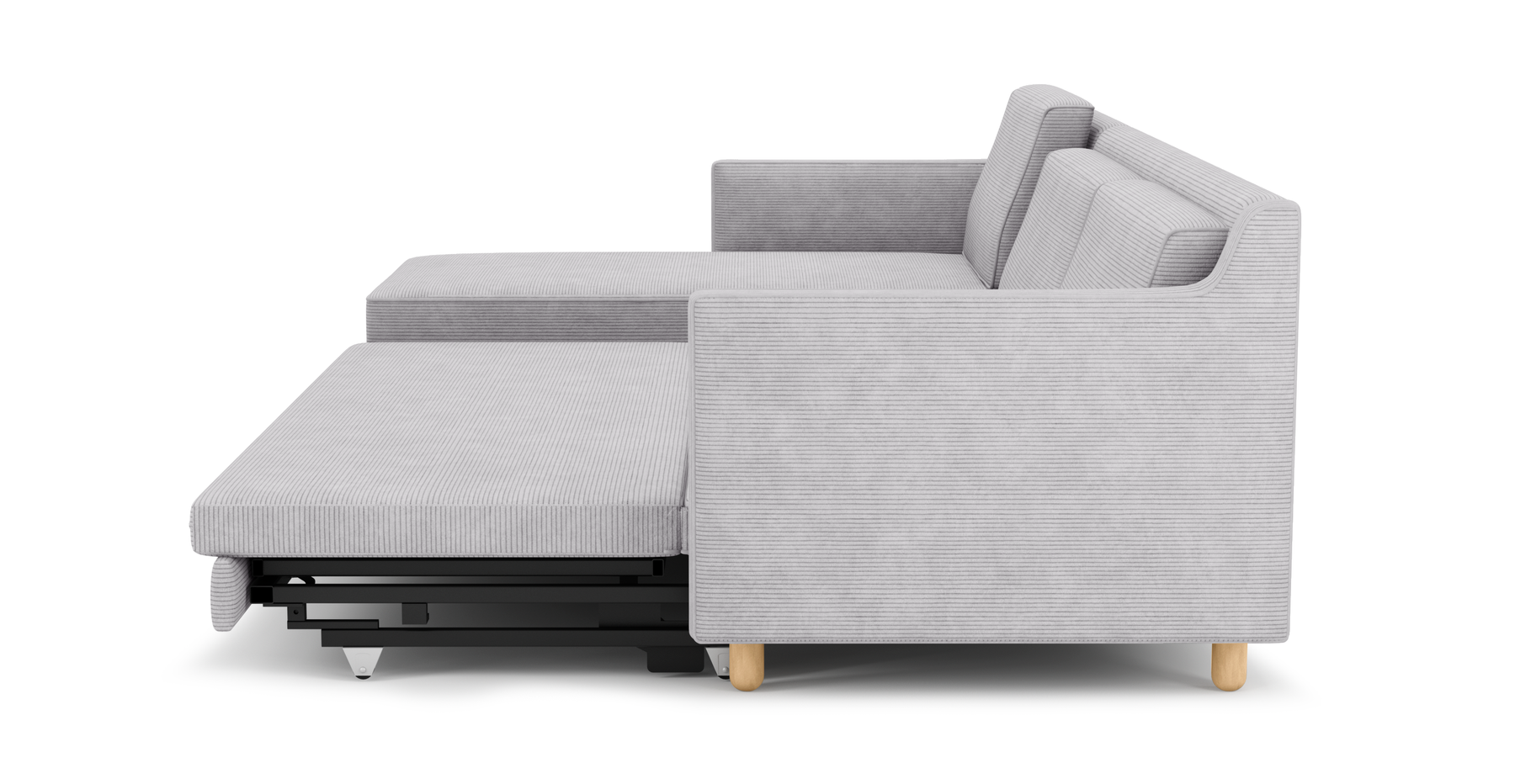 Losa Slim 292 x 166 Yataklı Köşe Silindir Ahşap Ayak - Fitilli Kadife